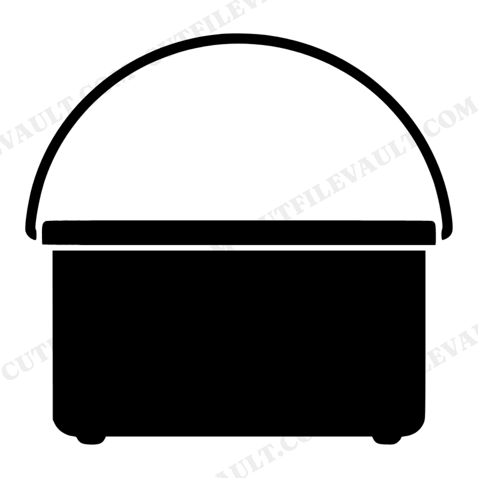 Vintage Lunch Pail Handle Top View SVG PNG Retro 70s Back to School Clipart Cut File, view 1