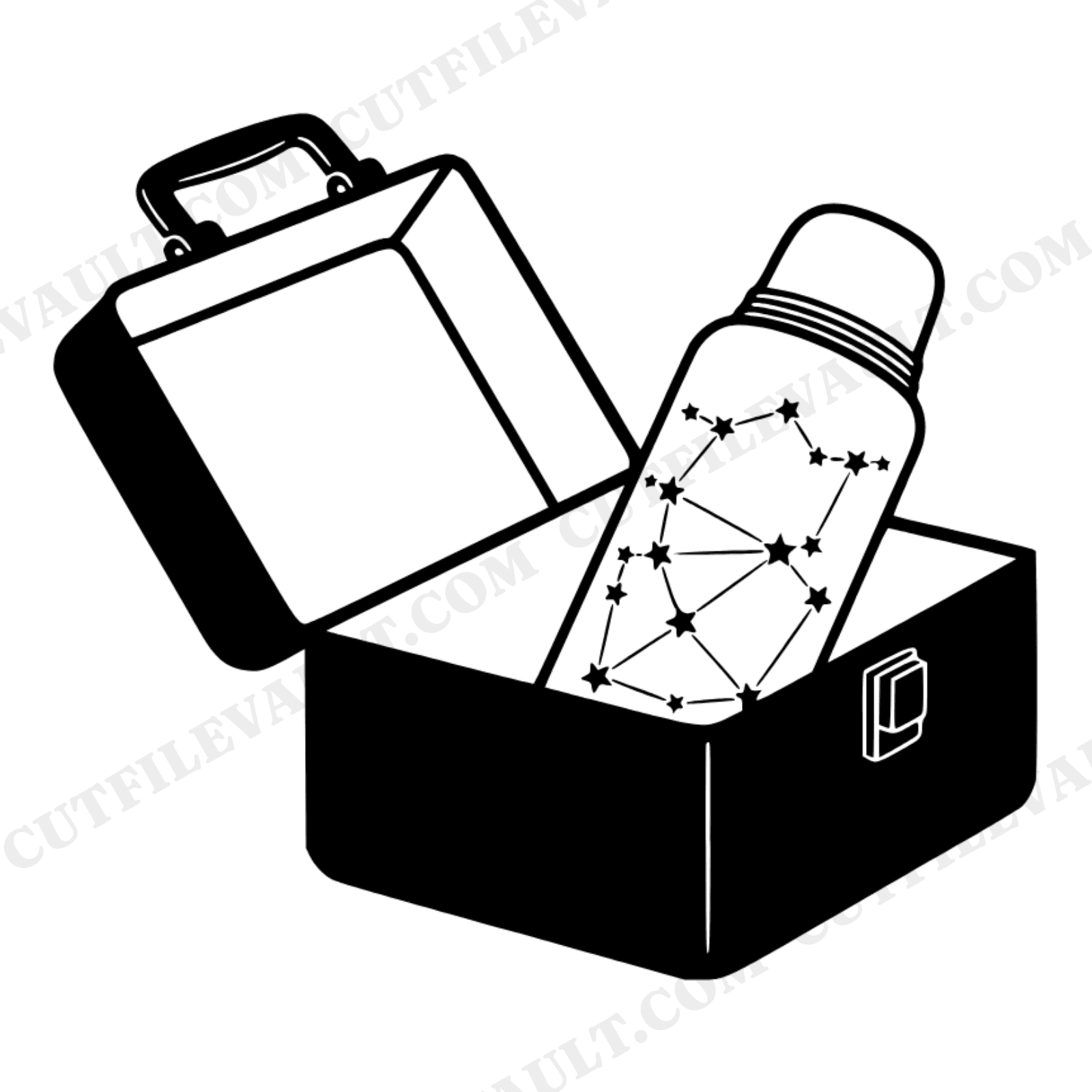 Vintage Lunchbox SVG Constellation Thermos Labor Day PNG Cut File Scandinavian Line Art Design, view 1