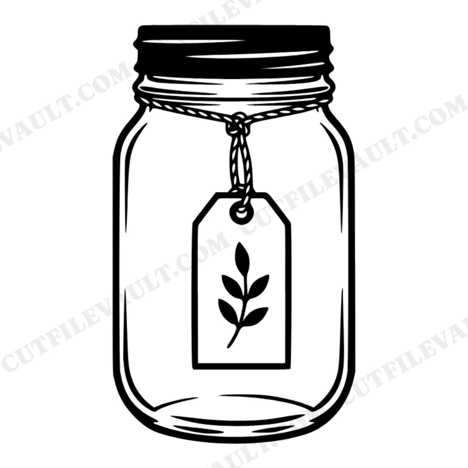 Vintage Mason Jar SVG with Botanical Gift Tag PNG, Farmhouse Kitchen Label Cut File, Herb Garden, view 1