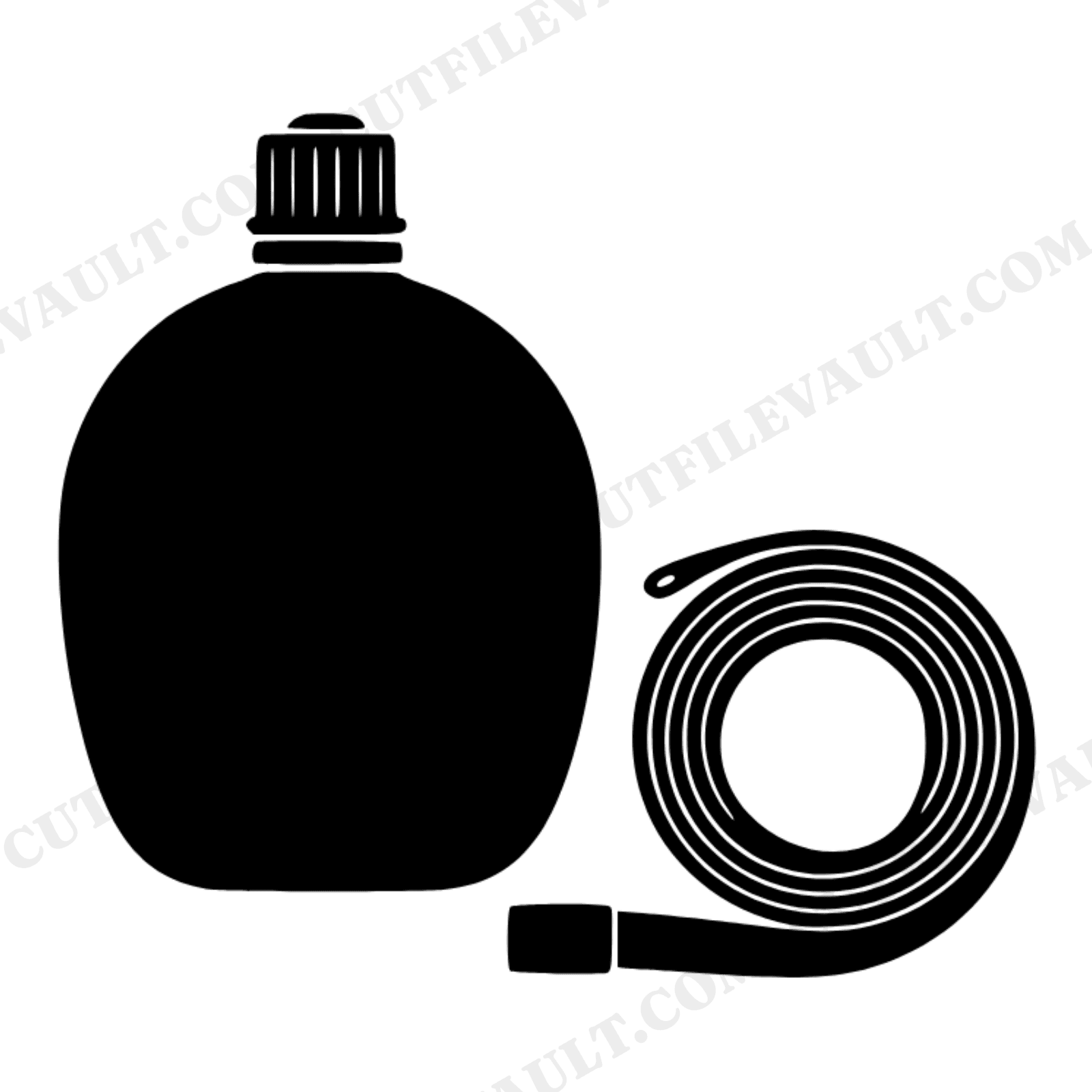 Vintage Military Canteen SVG PNG, 1950s Army Canteen Cut File, Memorial Day Patriotic Americana Clipart, view 1