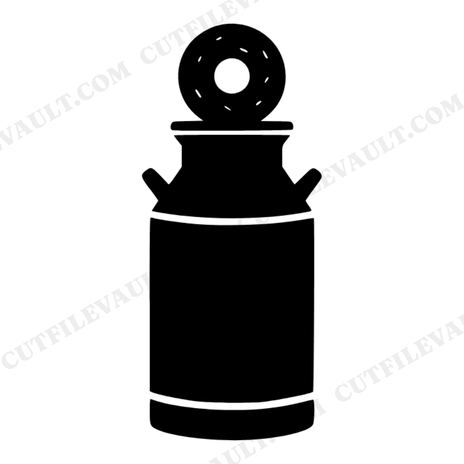 Vintage Milk Can with Donut Topper SVG PNG, National Donut Day Cut File, Farmhouse Bakery Design, view 1