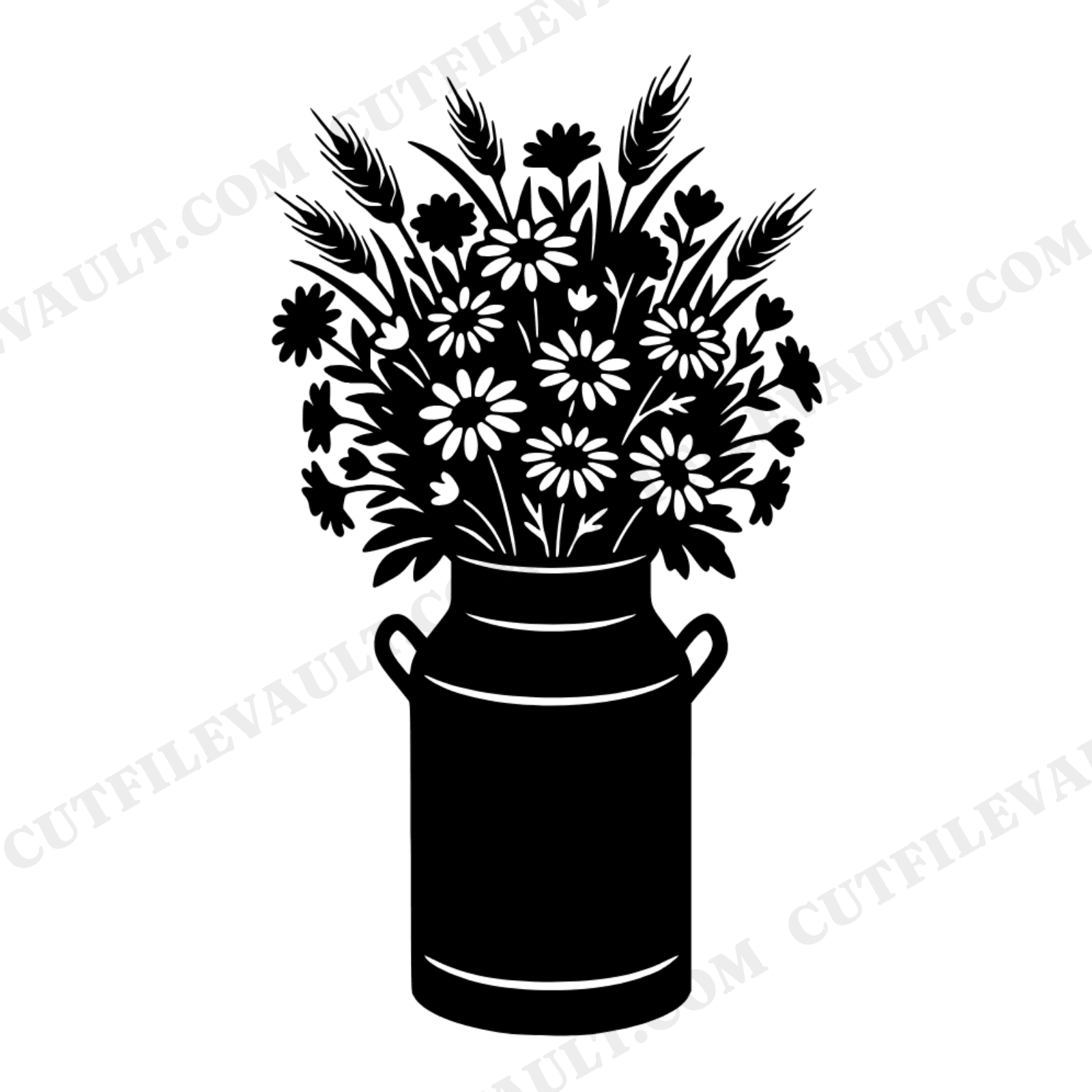 Vintage Milk Can with Wildflowers SVG PNG, Fourth of July Farmhouse Decor, Patriotic Bouquet Cut File, view 1