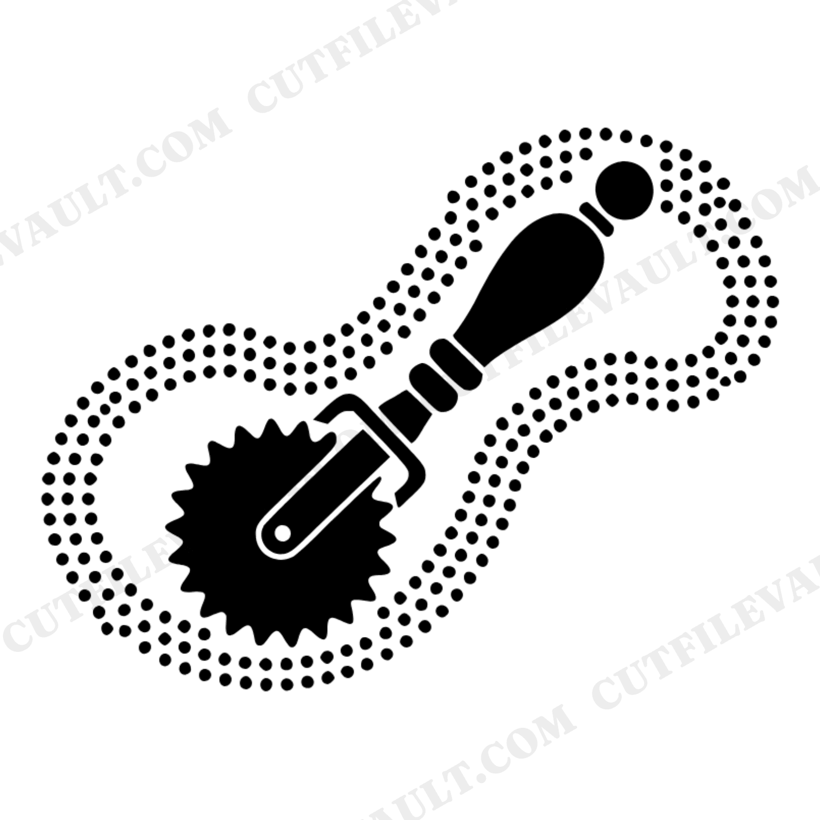 Vintage Pastry Wheel Cutter SVG PNG, Baker Tool Silhouette, National Donut Day Design Cut File, view 1