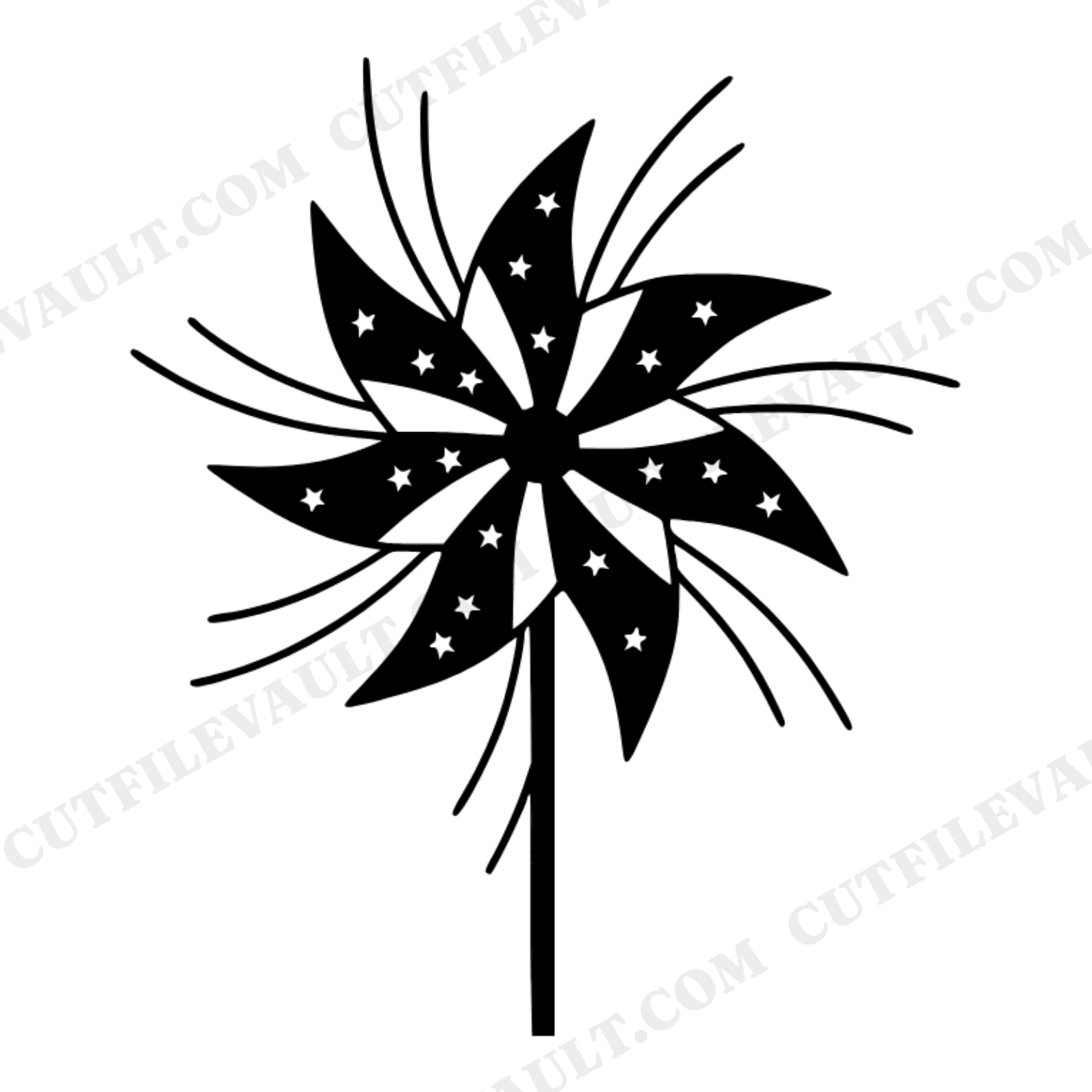 Vintage Patriotic Pinwheel SVG PNG, Independence Day Cut File, 4th of July Celestial Design, view 1