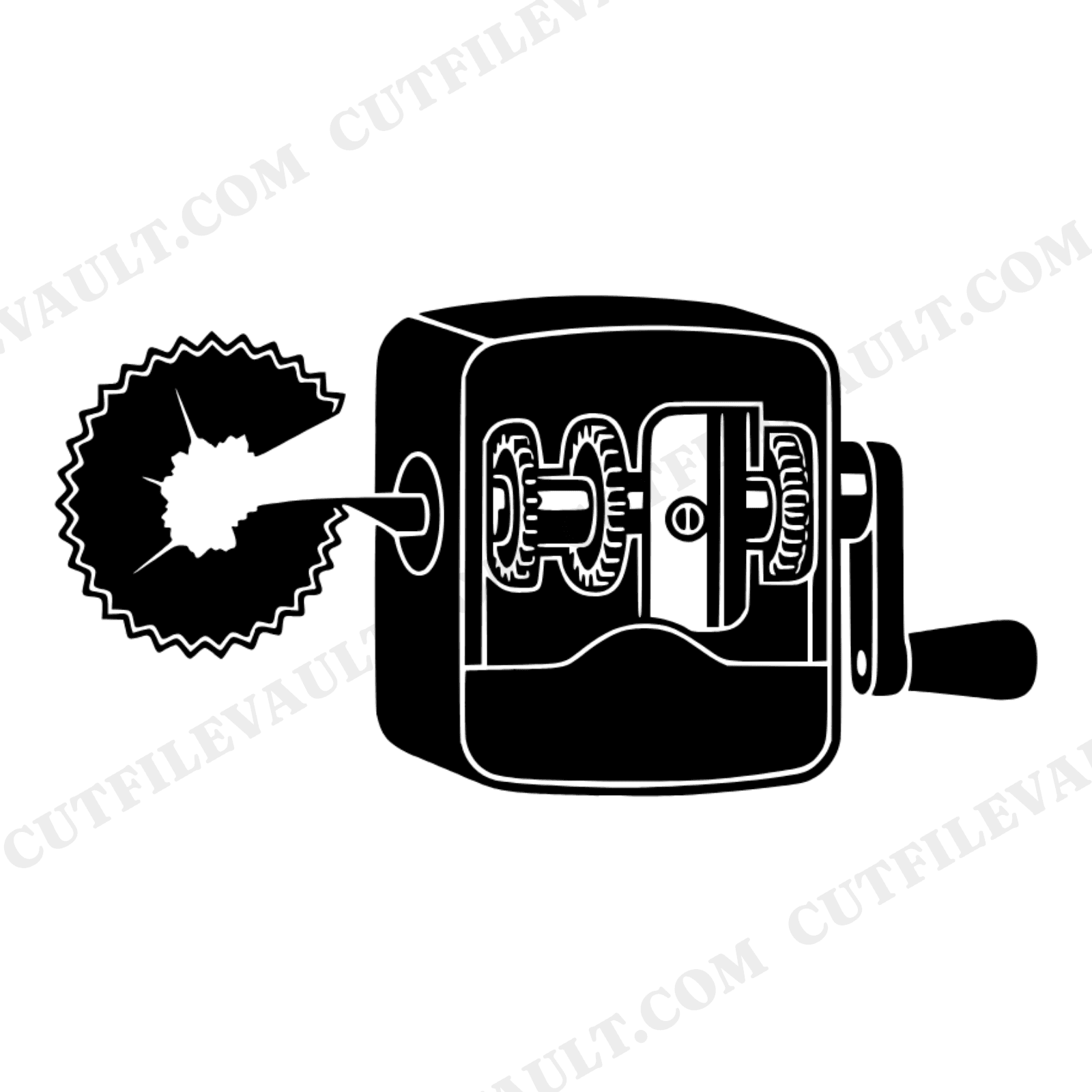 Vintage Pencil Sharpener Cross Section SVG PNG, Mid-Century Teacher Clipart, Retro School Cut File, view 1