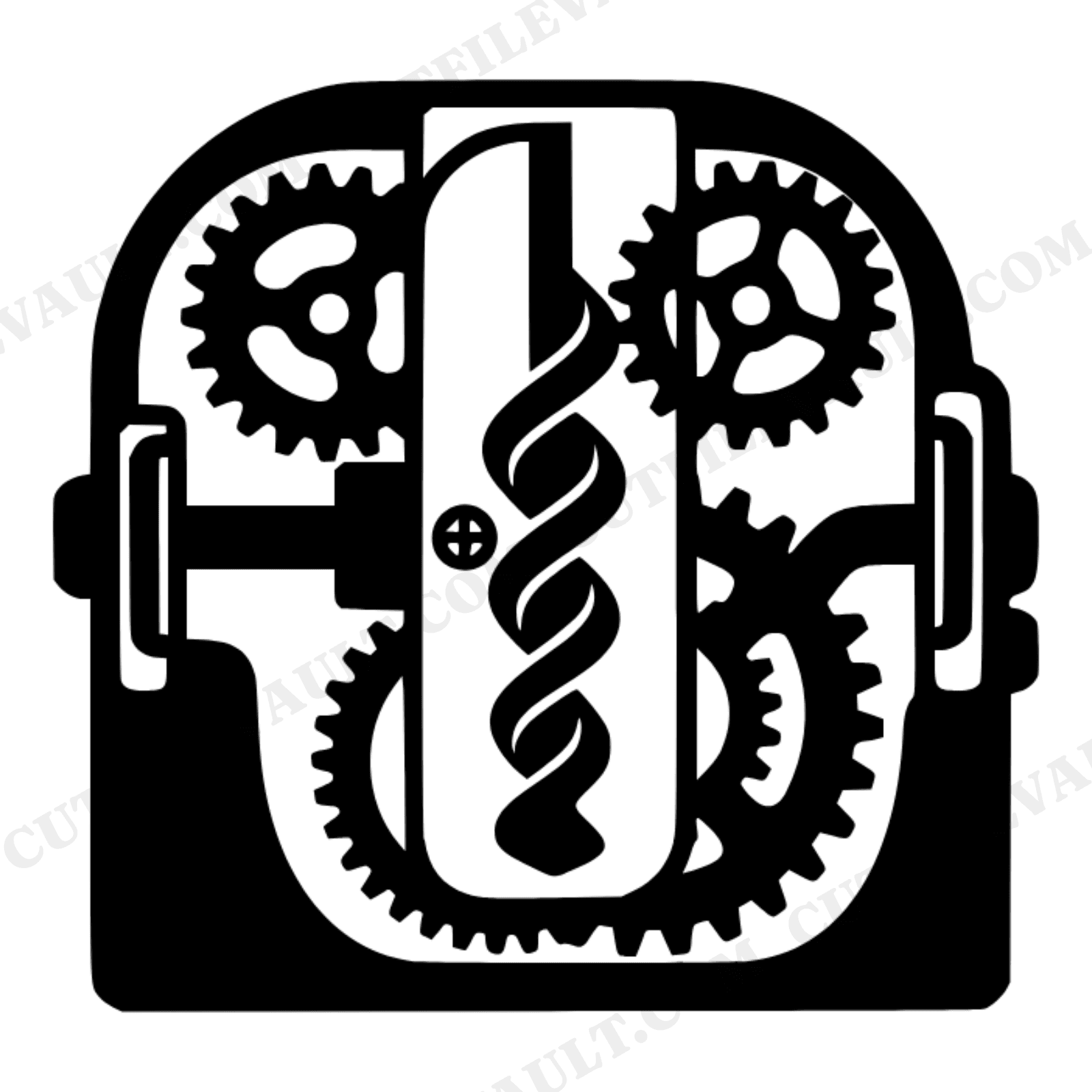Vintage Pencil Sharpener Cross Section SVG PNG Steampunk Gears Back to School Cut File Design, view 1