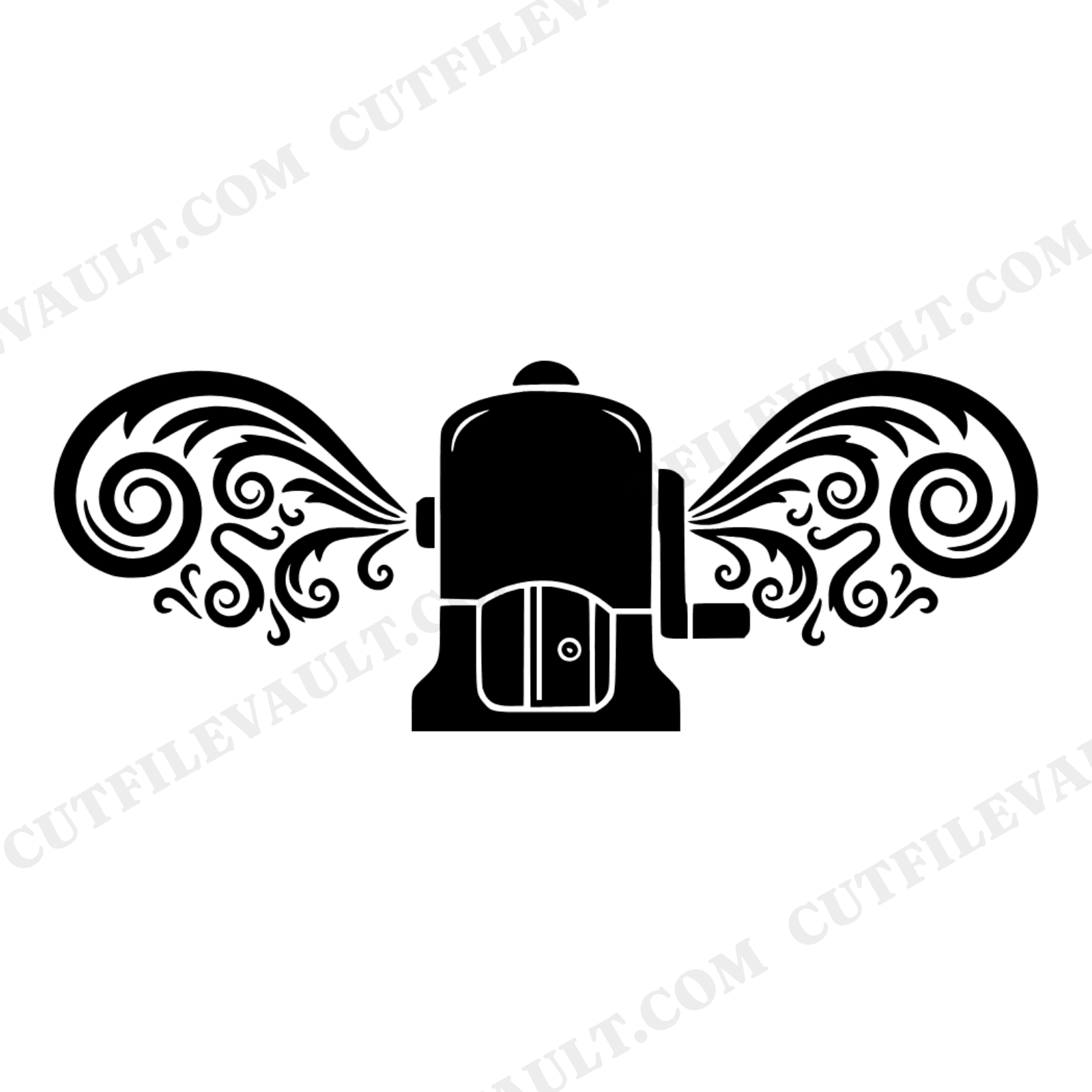 Vintage Pencil Sharpener SVG PNG, Back to School Folk Art Wings, Teacher Clipart Cut File, view 1