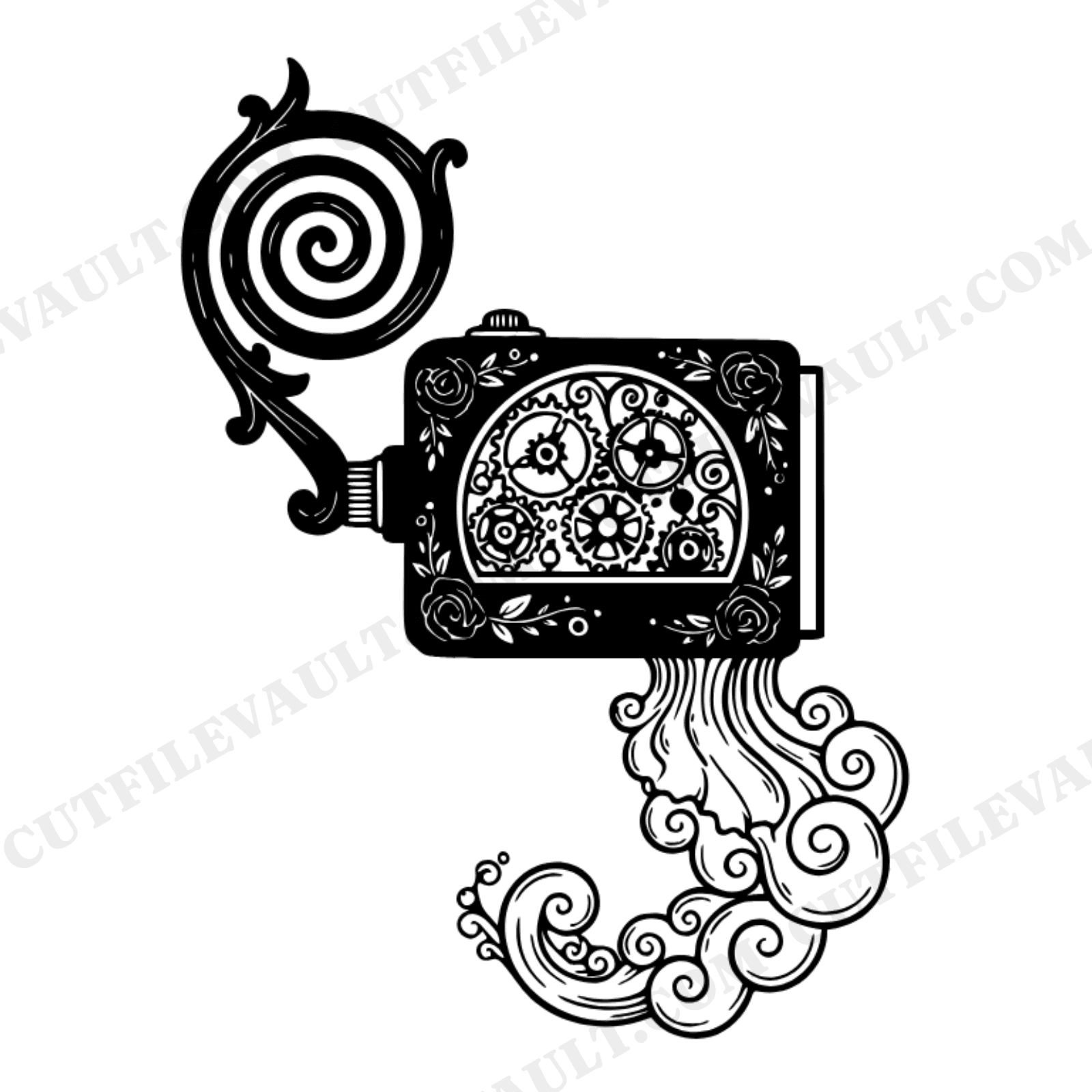 Vintage Pencil Sharpener SVG PNG, Cottagecore Back to School Cut File, Whimsical Shavings Cascade, view 1