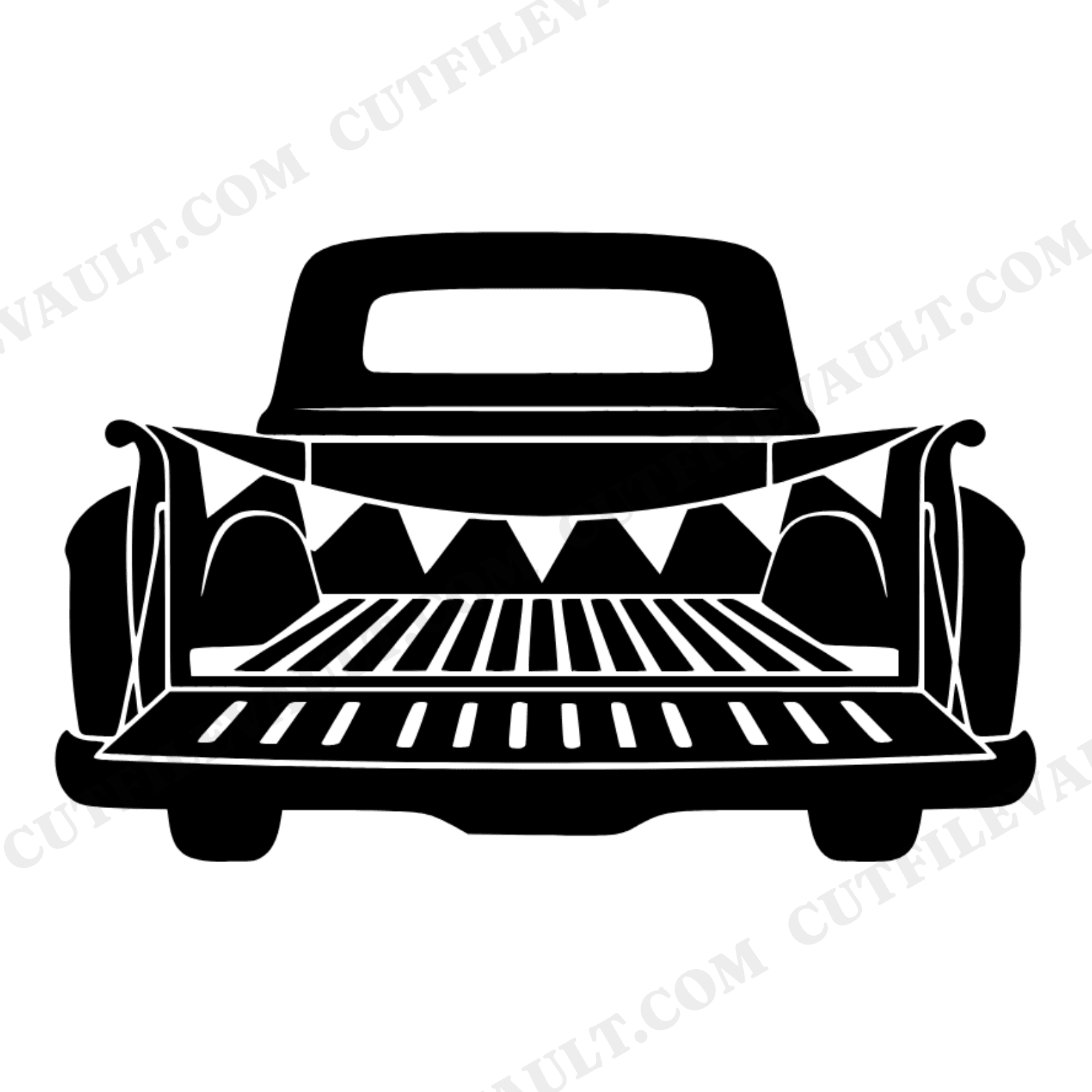 Vintage Pickup Truck Tailgate SVG PNG, Patriotic Bunting Memorial Day Cut File, Americana Farmhouse, view 1