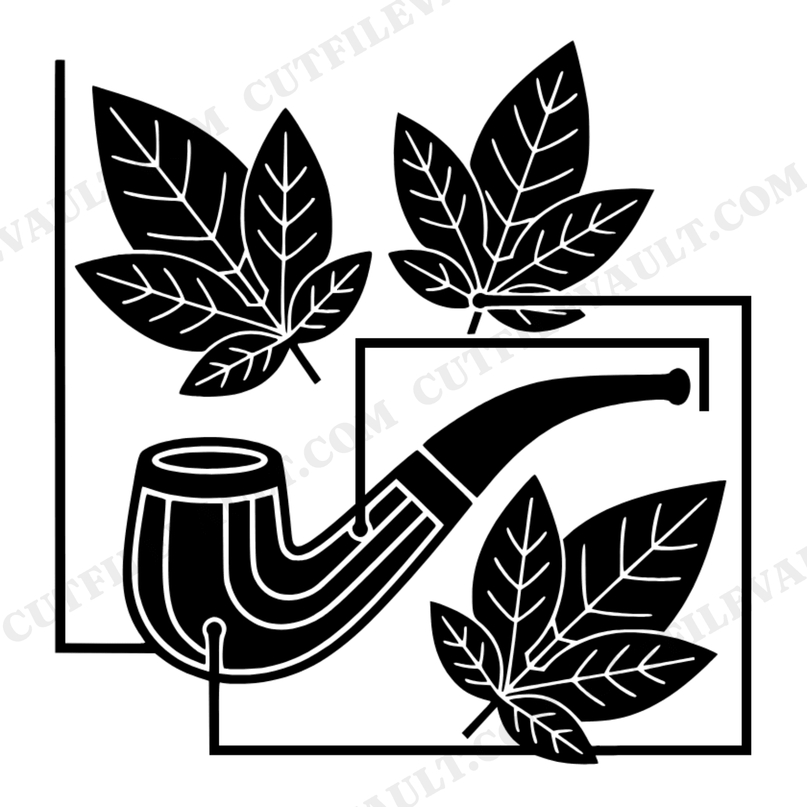 Vintage Pipe Cross Section SVG PNG, Tobacco Botanical Diagram, Father's Day Cut File, Brutalist Design, view 1