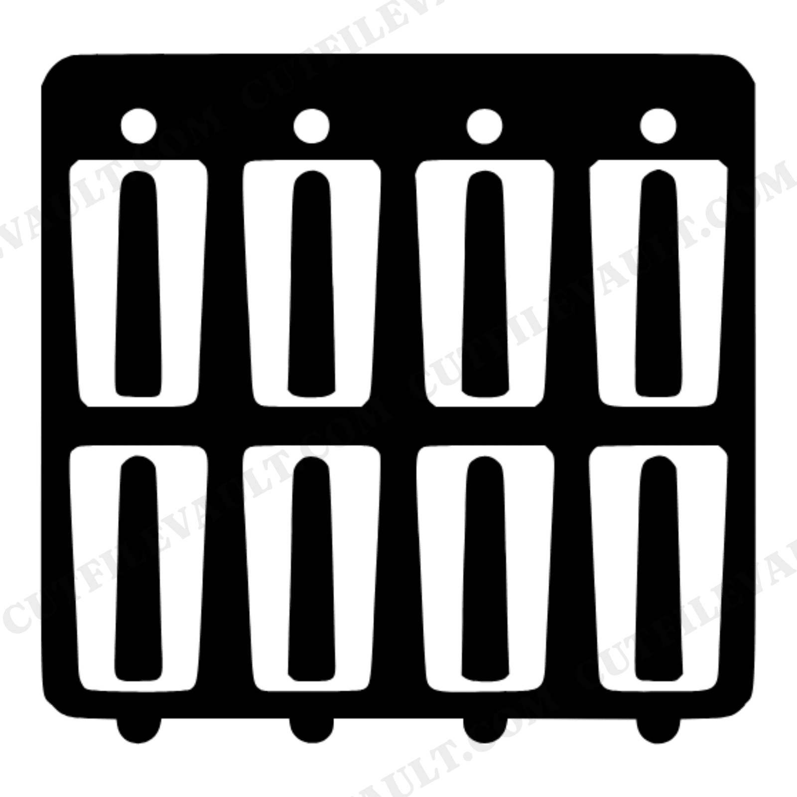Vintage Popsicle Mold Tray SVG PNG, Retro Ice Cream Maker Overhead View, Nostalgic Kitchen Cut File, view 1