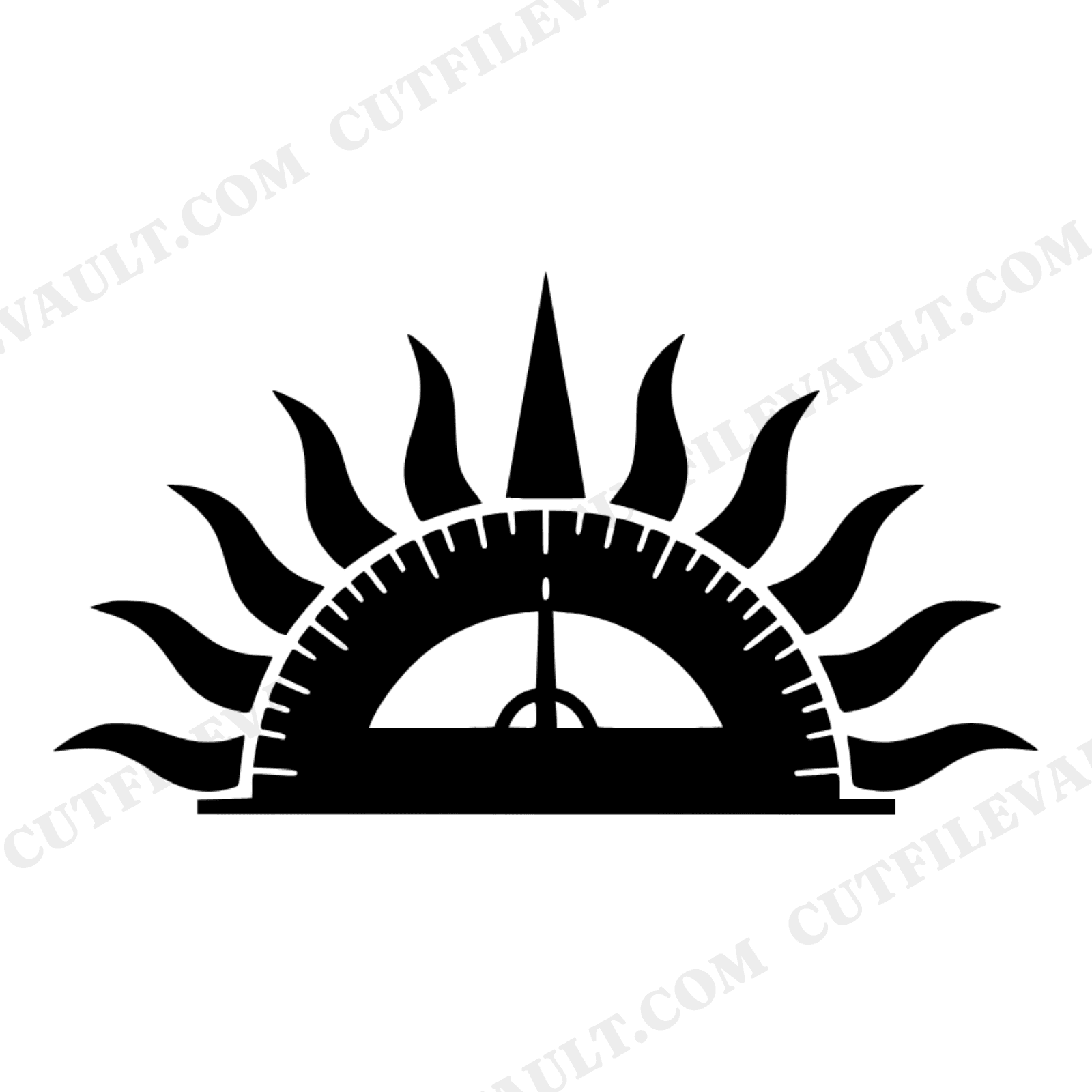 Vintage Protractor Sunburst SVG PNG Back to School Math Teacher Appreciation Cut File Silhouette, view 1