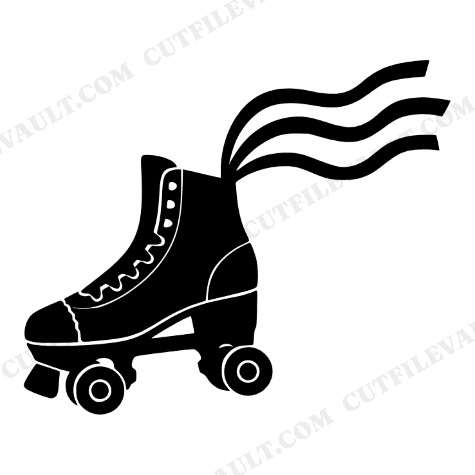 Vintage Roller Skate SVG PNG Independence Day Patriotic Streamers 4th of July Cut File, view 1