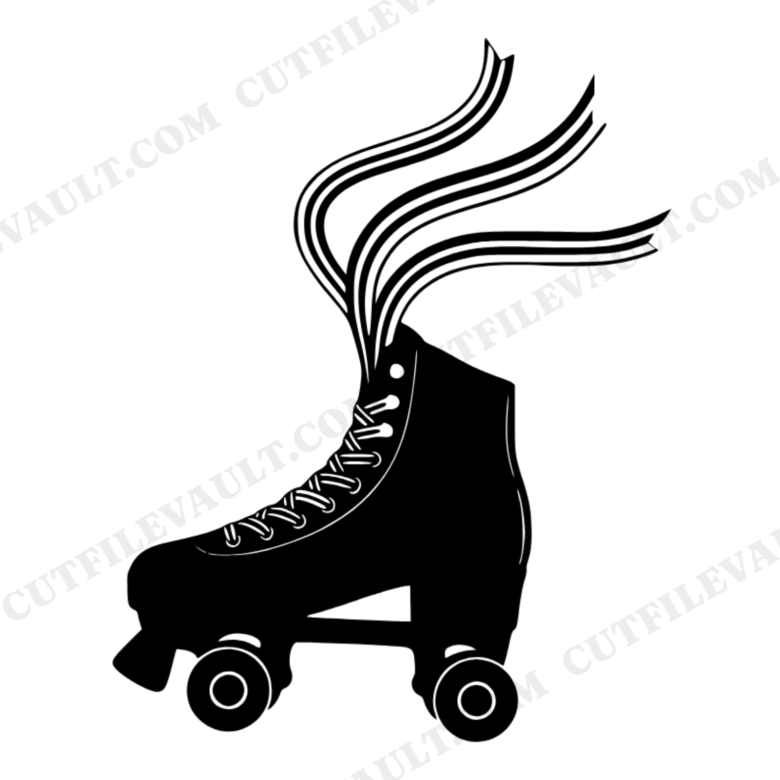 Vintage Roller Skate SVG PNG, Patriotic Ribbon Laces, 4th of July Cut File, Retro Americana Design, view 1