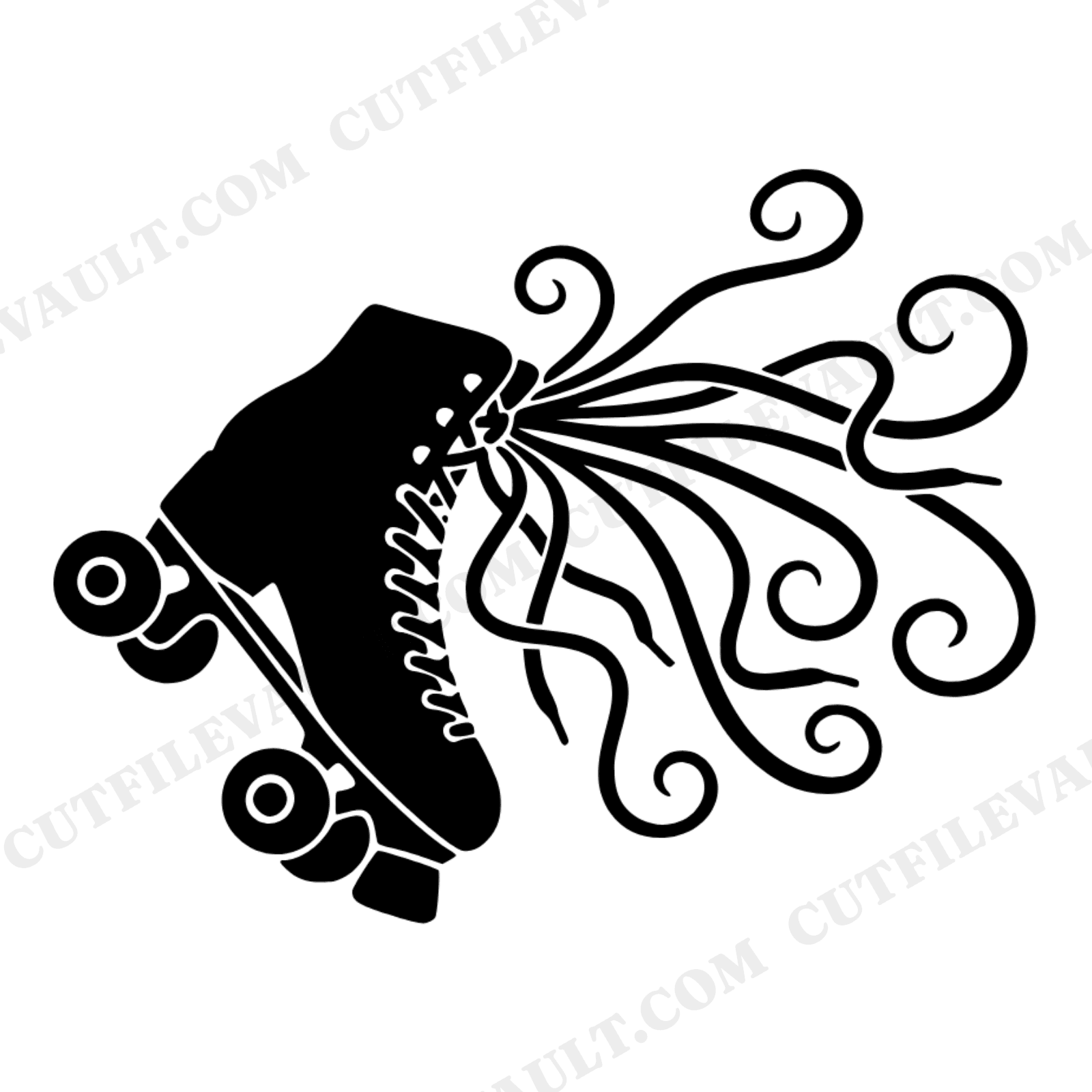 Vintage Roller Skate SVG PNG, Retro 1950s Quad Skate with Flowing Laces, 4th of July Patriotic Decor, view 1