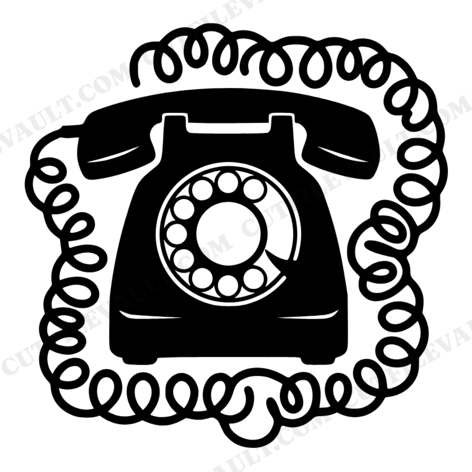 Vintage Rotary Phone SVG PNG Top View Patriotic Cut File Fourth of July Retro Americana Boho Organic, view 1