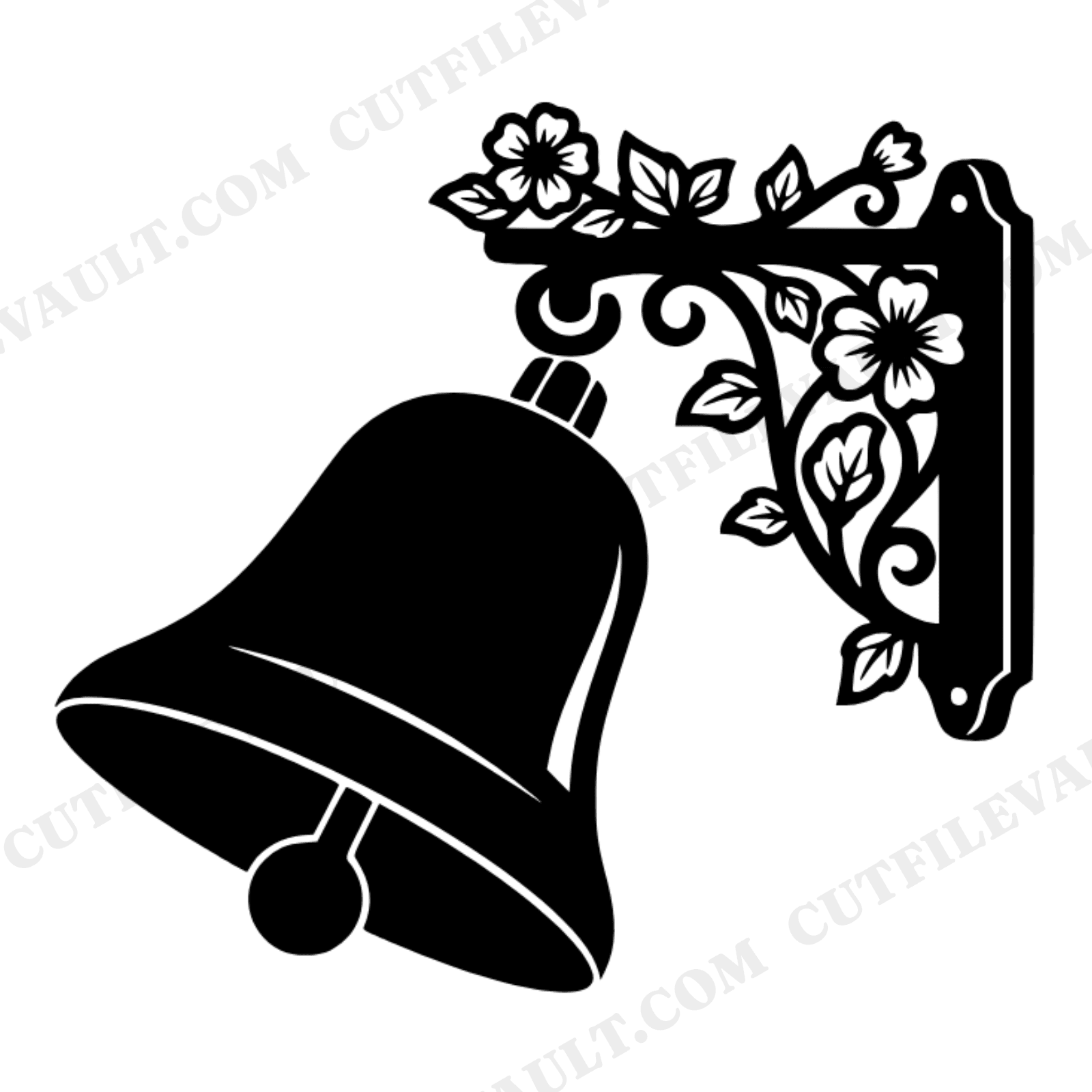 Vintage School Bell SVG PNG, Cottagecore Floral Bracket Cut File, Back to School Teacher Clipart, view 1