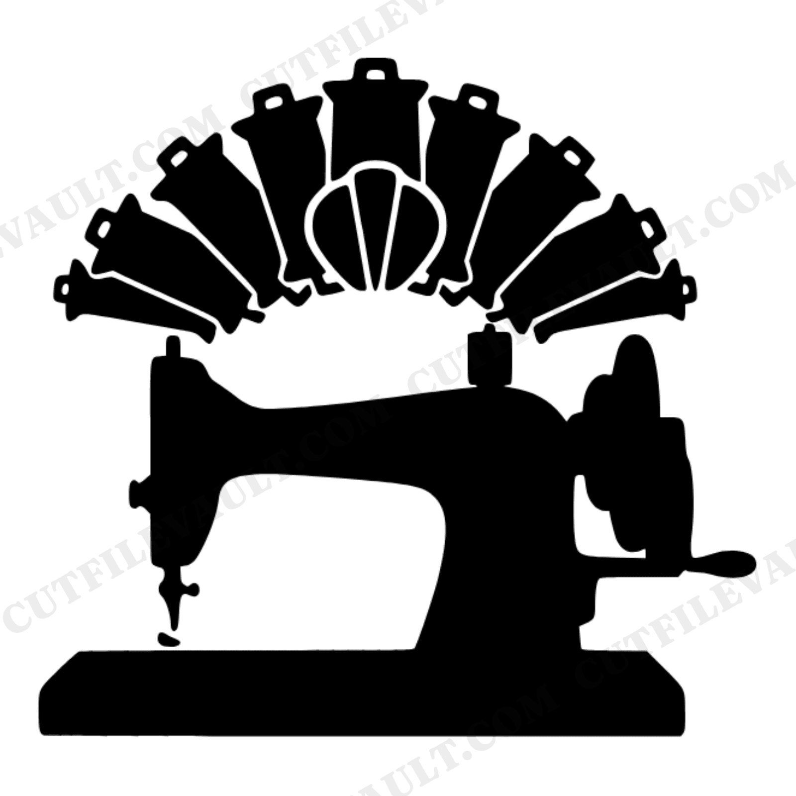 Vintage Sewing Machine SVG PNG Art Deco Crown Mother's Day Retro Cut File Craft Design, view 1