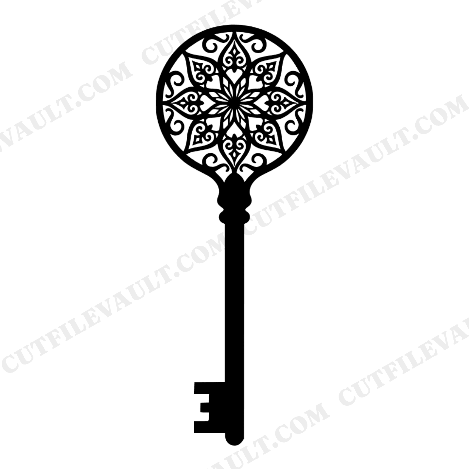 Vintage Skeleton Key Mandala SVG PNG, Boho Grandparents Day Cut File, Heirloom Family Legacy Design, view 1