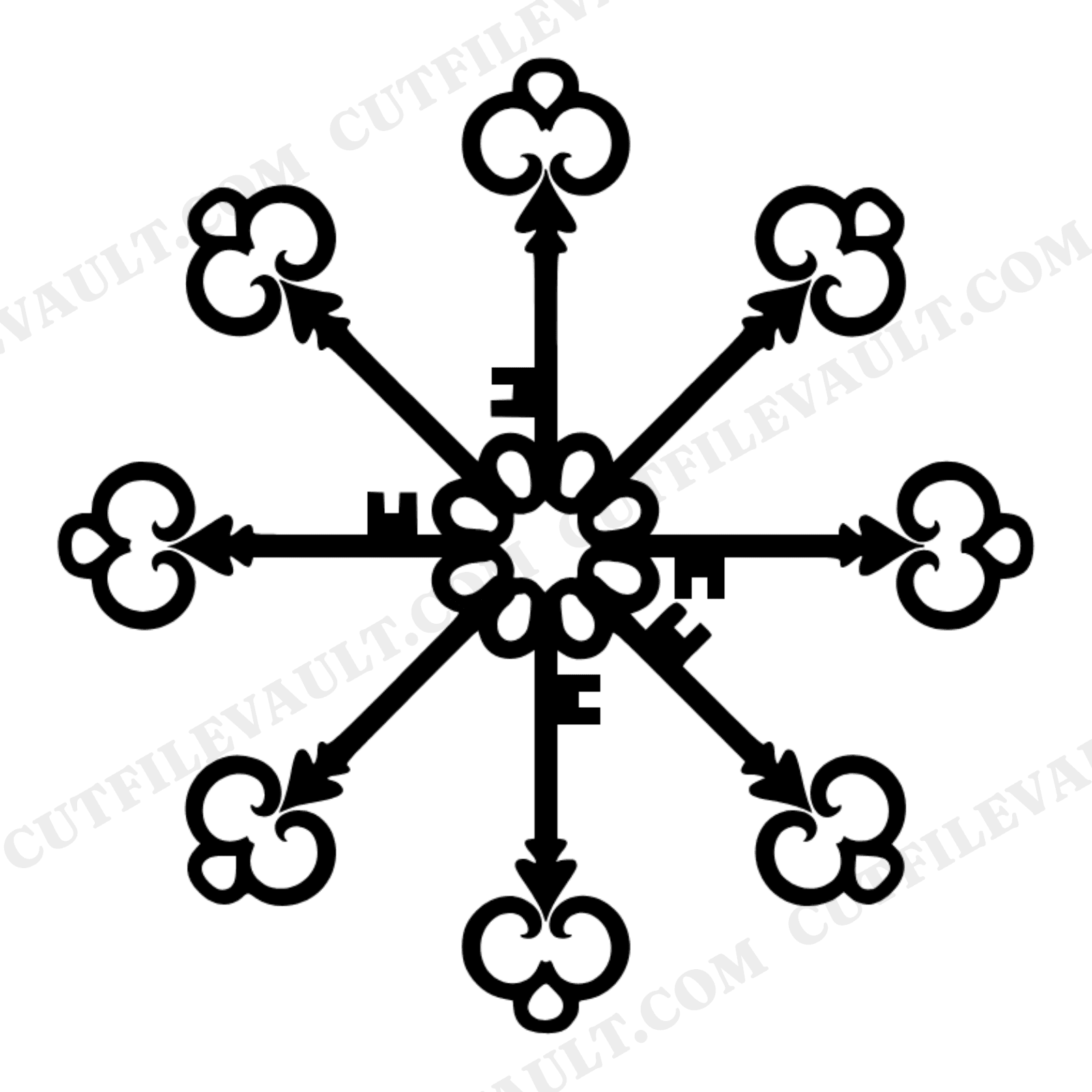 Vintage Skeleton Keys Radial Mandala SVG PNG, Gothic Victorian Halloween Cut File, Spooky Medallion, view 1
