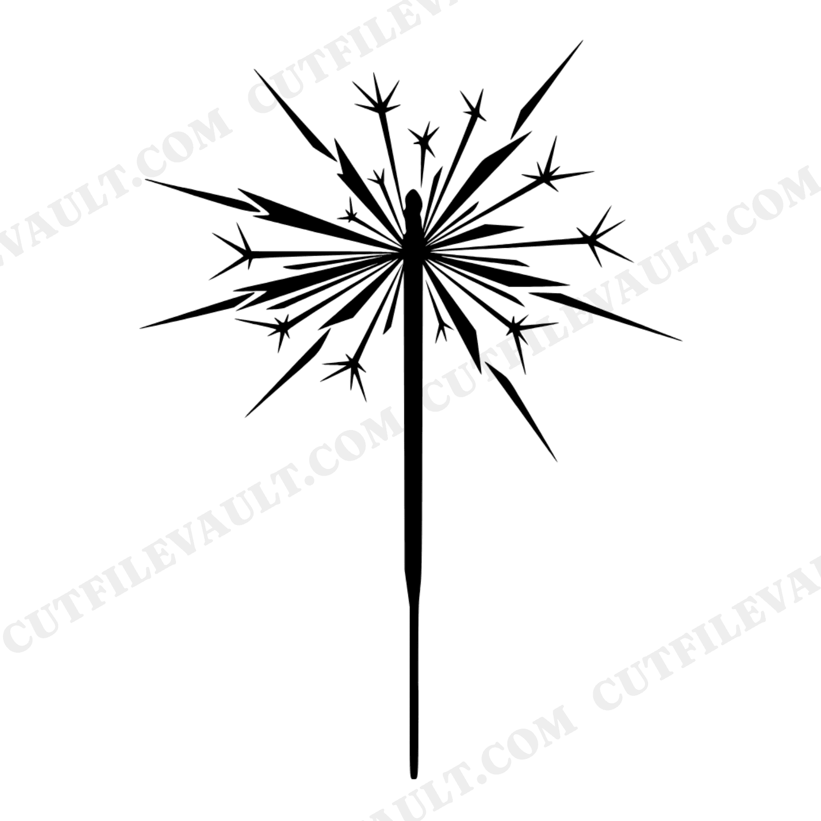 Vintage Sparkler Starburst SVG PNG Fourth of July Silhouette Cut File Patriotic Firework Design, view 1