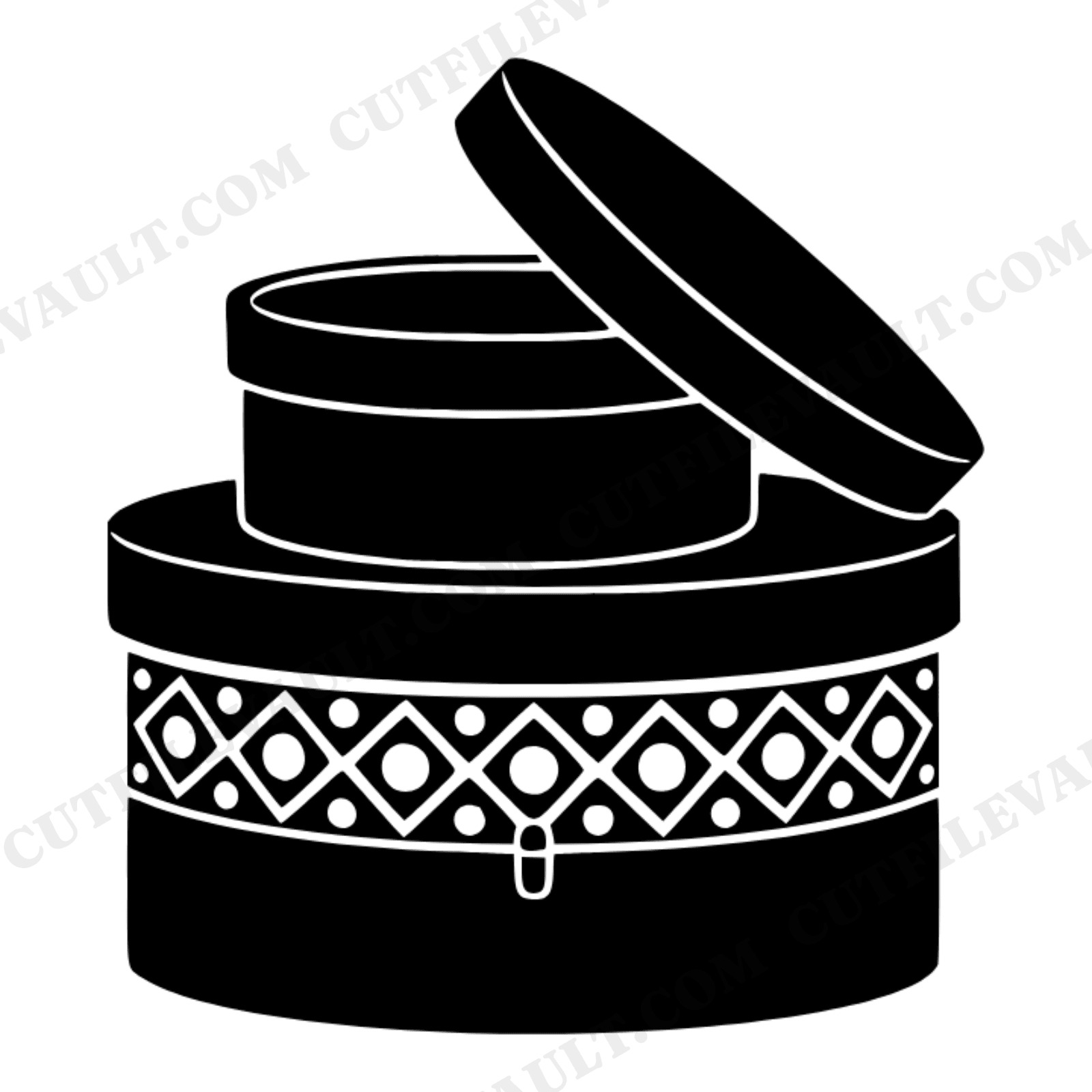 Vintage Stacked Hatboxes SVG PNG, Bridal Trousseau Cut File, Wedding Monogram Clipart Design, view 1