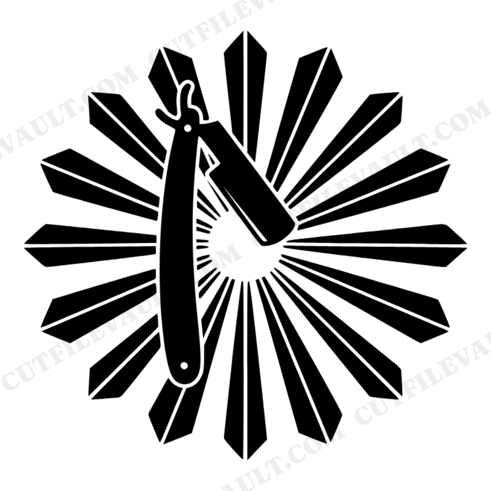 Vintage Straight Razor SVG PNG Art Deco Barbershop Cut File for Father's Day Crafts, view 1