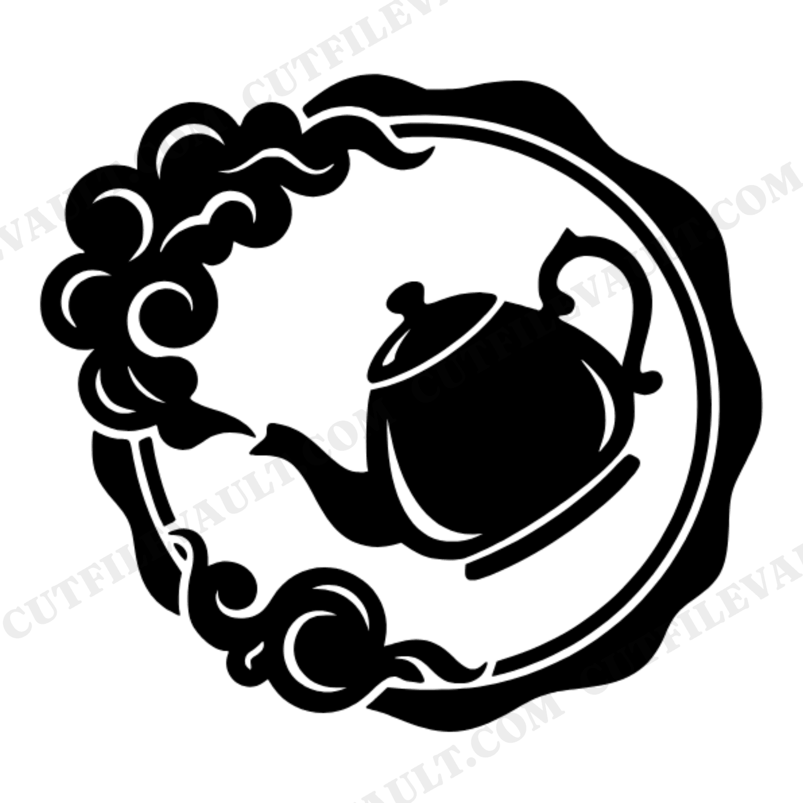 Vintage Tea Kettle Wax Seal SVG PNG, Retro 70s Mother's Day Emblem Cut File for Cricut, view 1