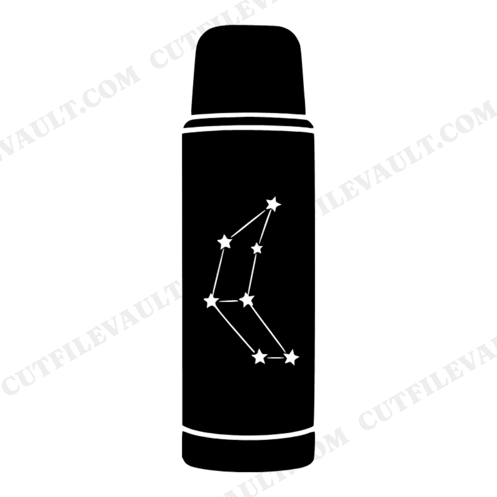 Vintage Thermos SVG PNG, Constellation Back to School Cut File, Retro Lunch Thermos Clipart, view 1