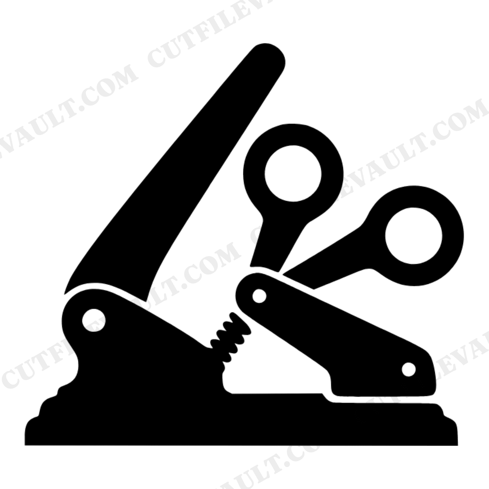 Vintage Three Hole Punch SVG PNG Silhouette Cut File Retro Office Supplies Back to School Cricut, view 1