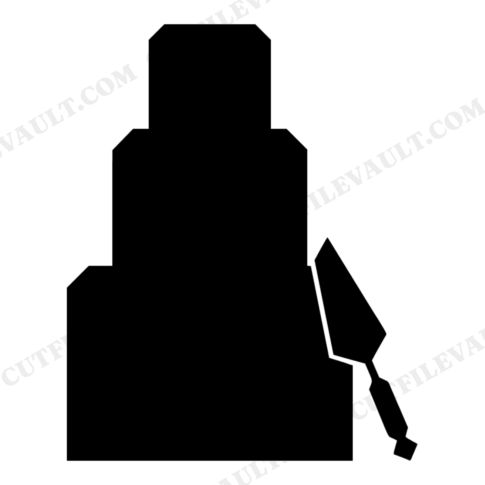 Vintage Tiered Cake SVG, Anniversary Cake Silhouette PNG, Ornate Spatula Cut File, Grandparents Day, view 1