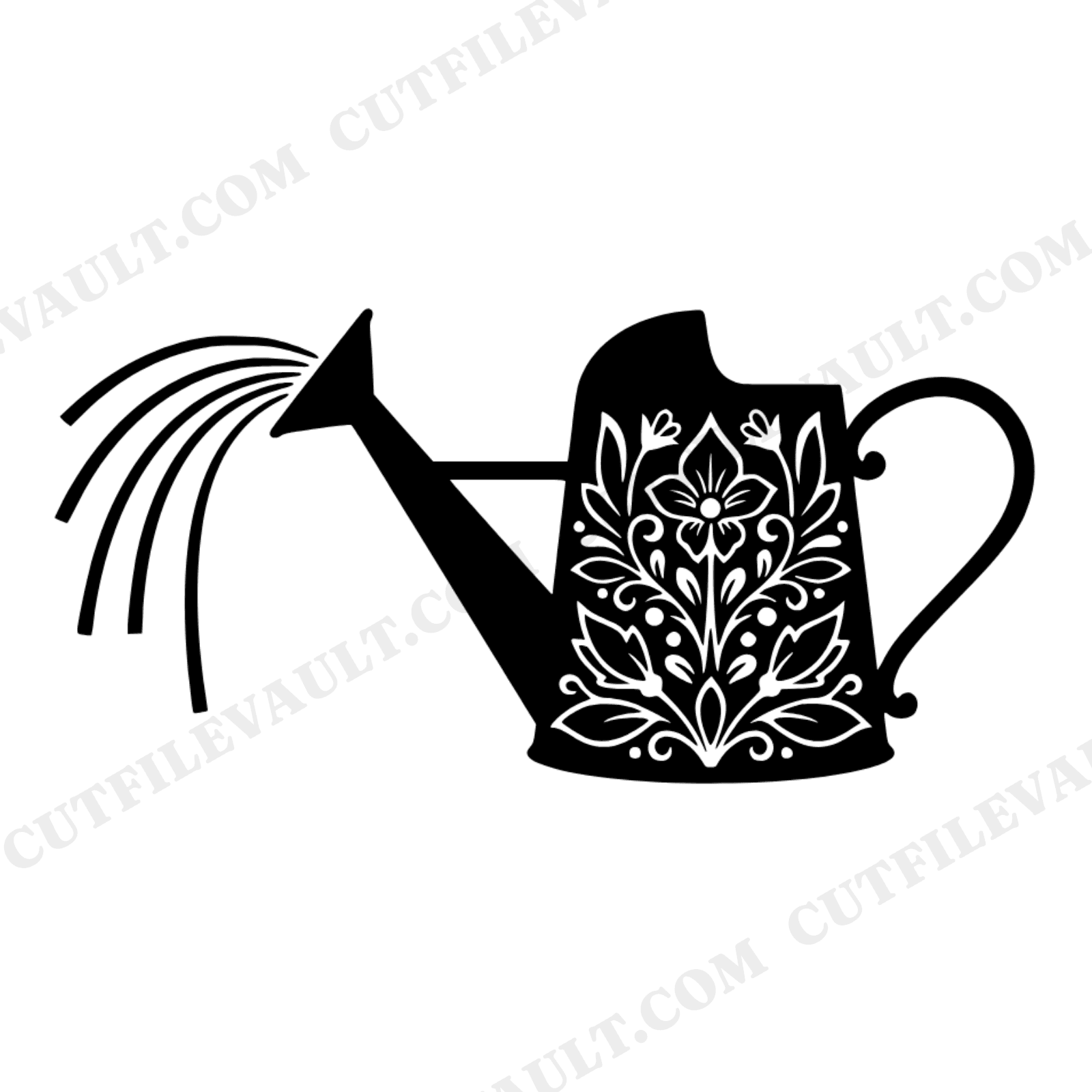 Vintage Watering Can Mandala SVG PNG Mother's Day Botanical Cut File Garden Flower Design, view 1