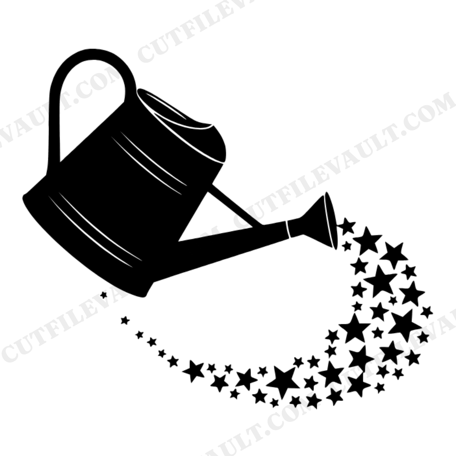 Vintage Watering Can Pouring Stars SVG PNG Independence Day 4th of July Patriotic Garden Cut File, view 1