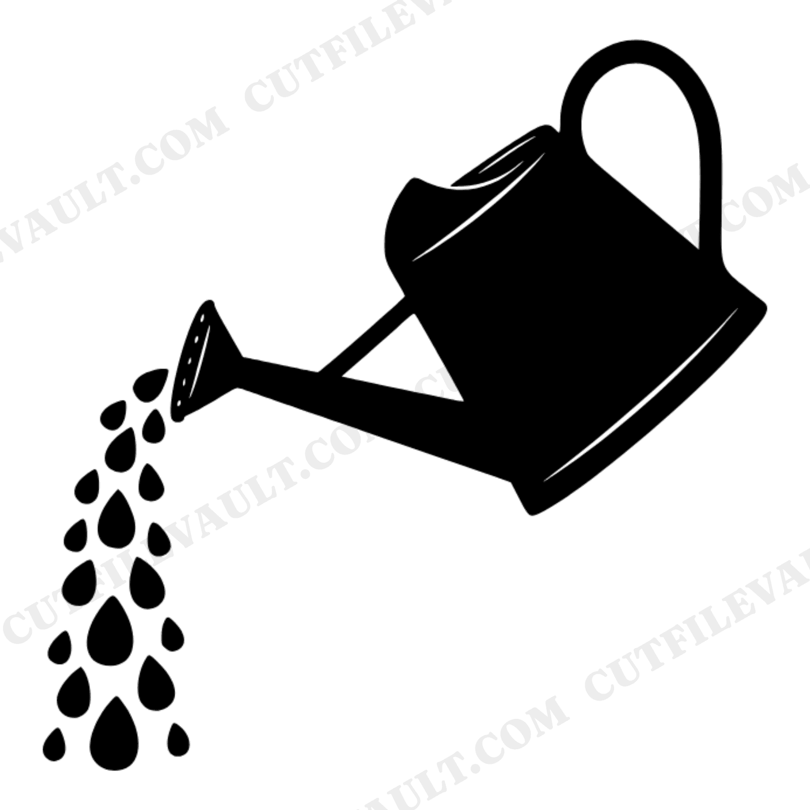 Vintage Watering Can SVG PNG, Heart Droplets Mother's Day Cut File, Boho Garden Silhouette Design, view 1