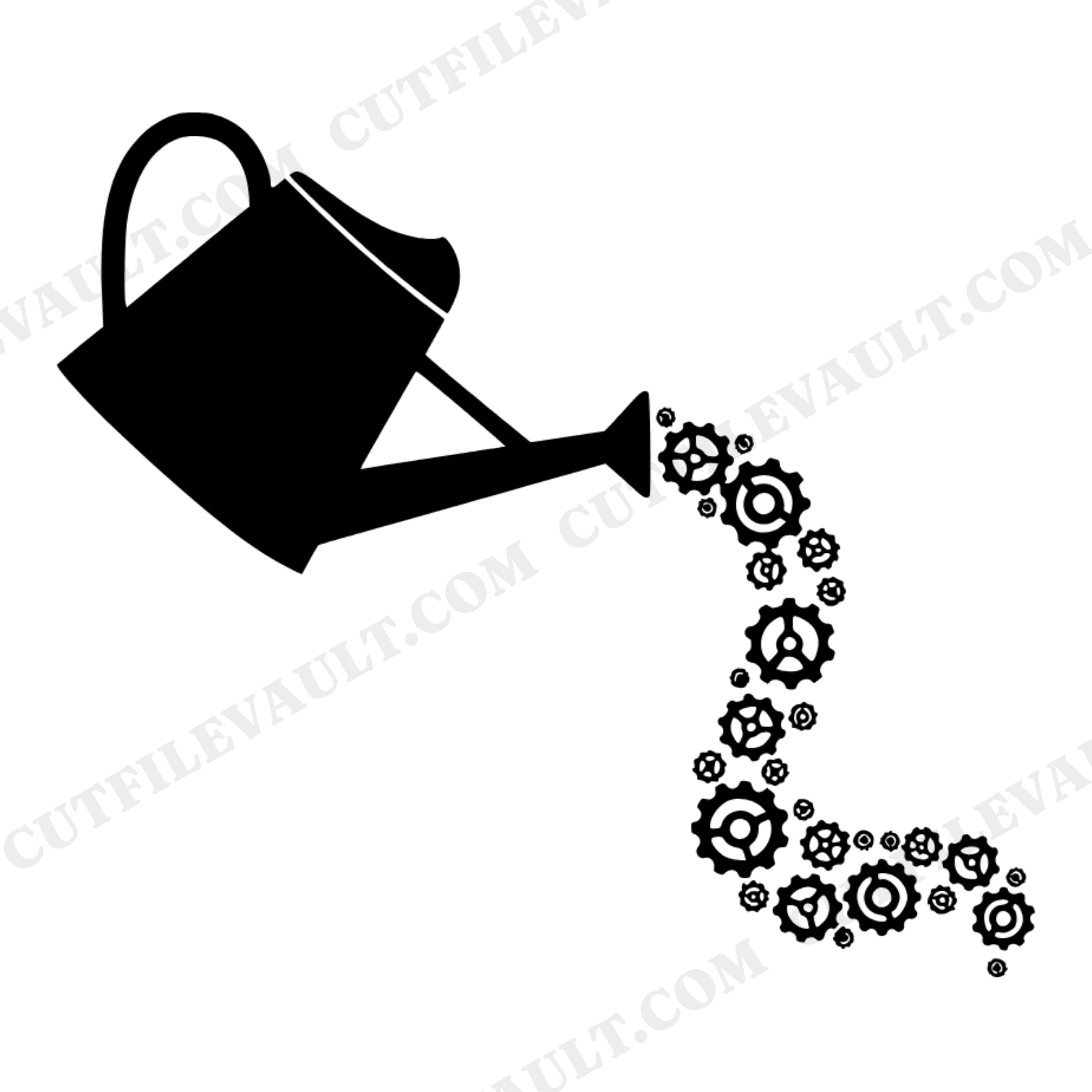 Vintage Watering Can SVG PNG, Steampunk Gear Droplets Cut File, Mother's Day Craft Design, view 1