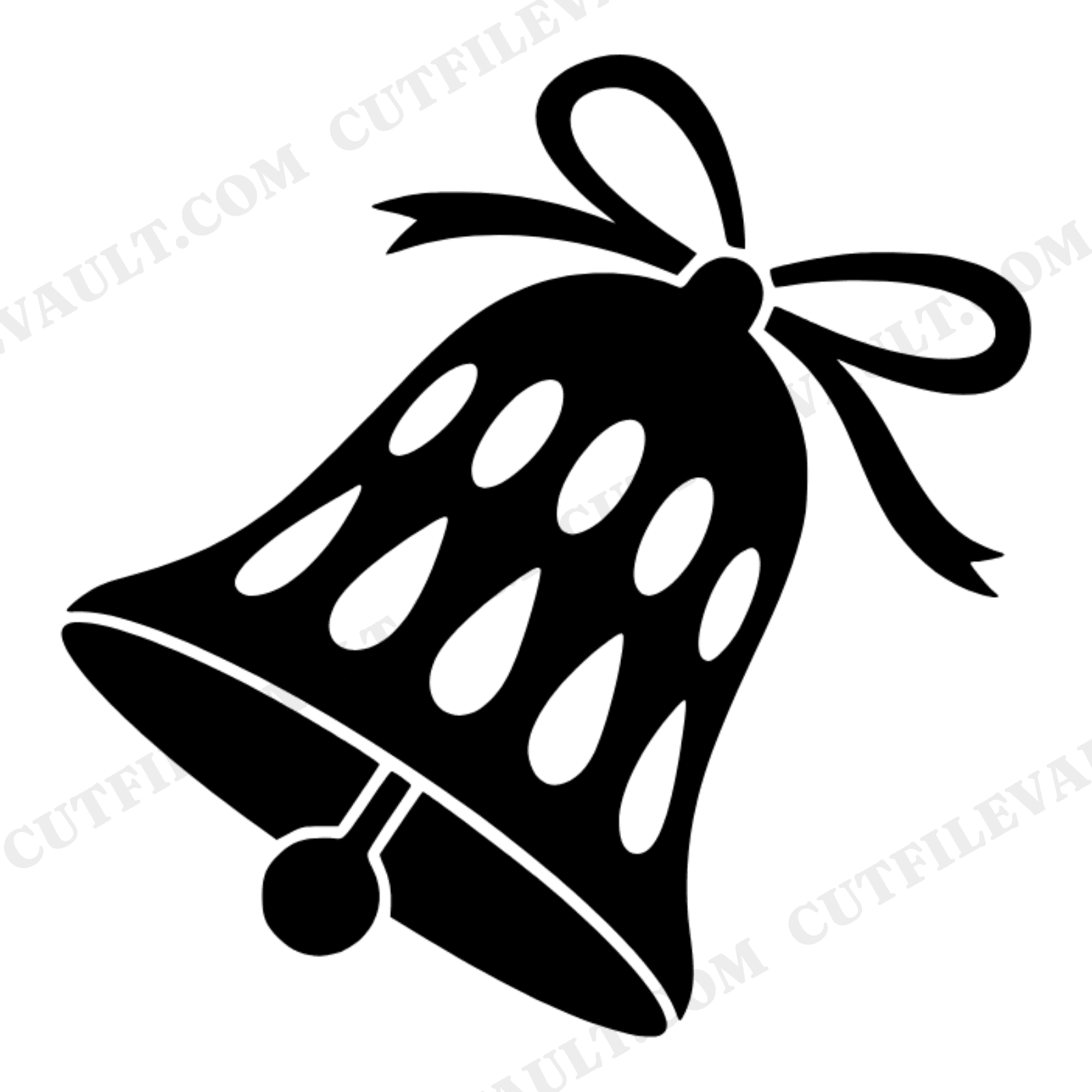 Vintage Wedding Bell SVG PNG, Mid-Century Ribbon Silhouette Cut File, June Wedding Decor Design, view 1