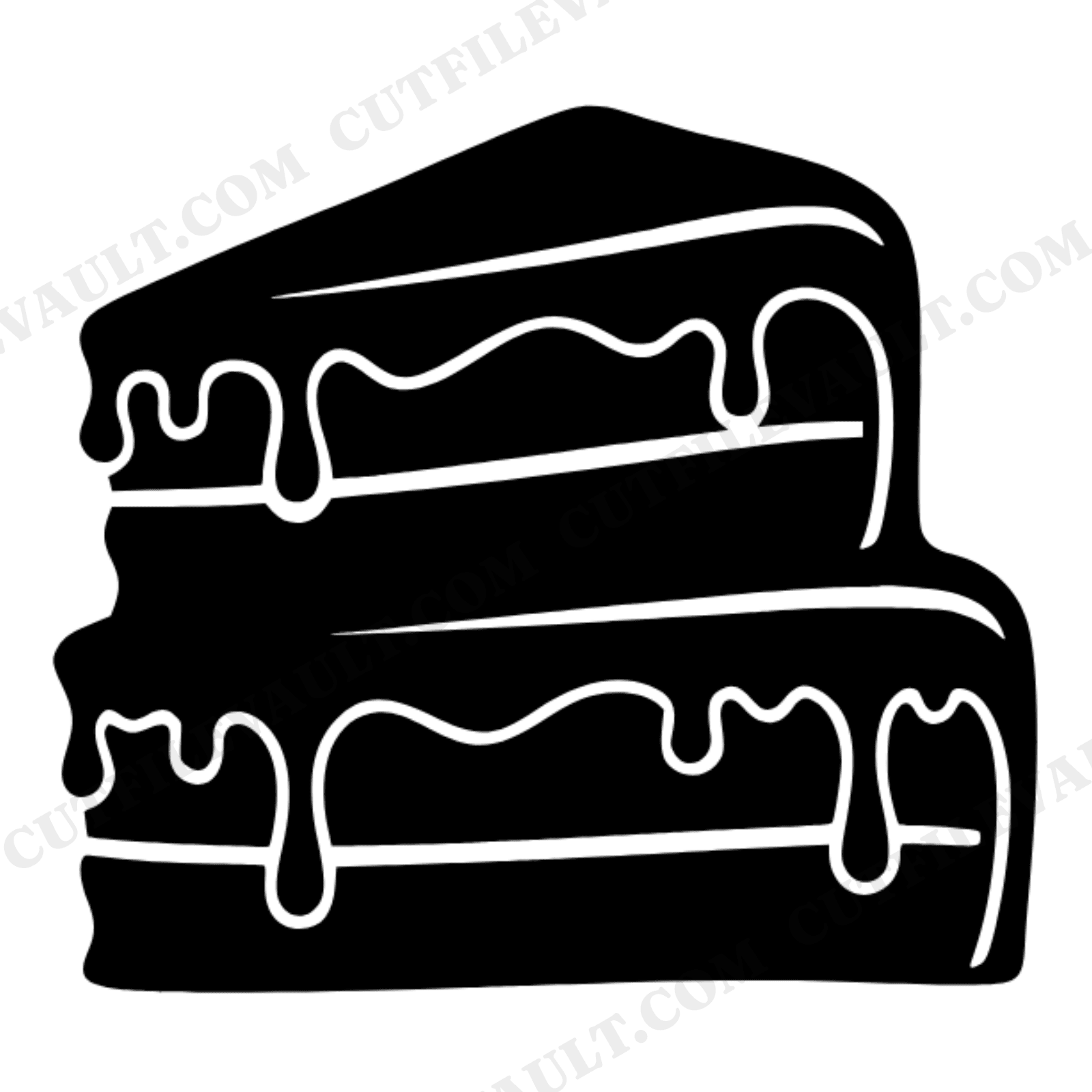 Vintage Wedding Cake Slice SVG PNG, 1950s Boho Tiered Cake Silhouette Cut File for Cricut, view 1