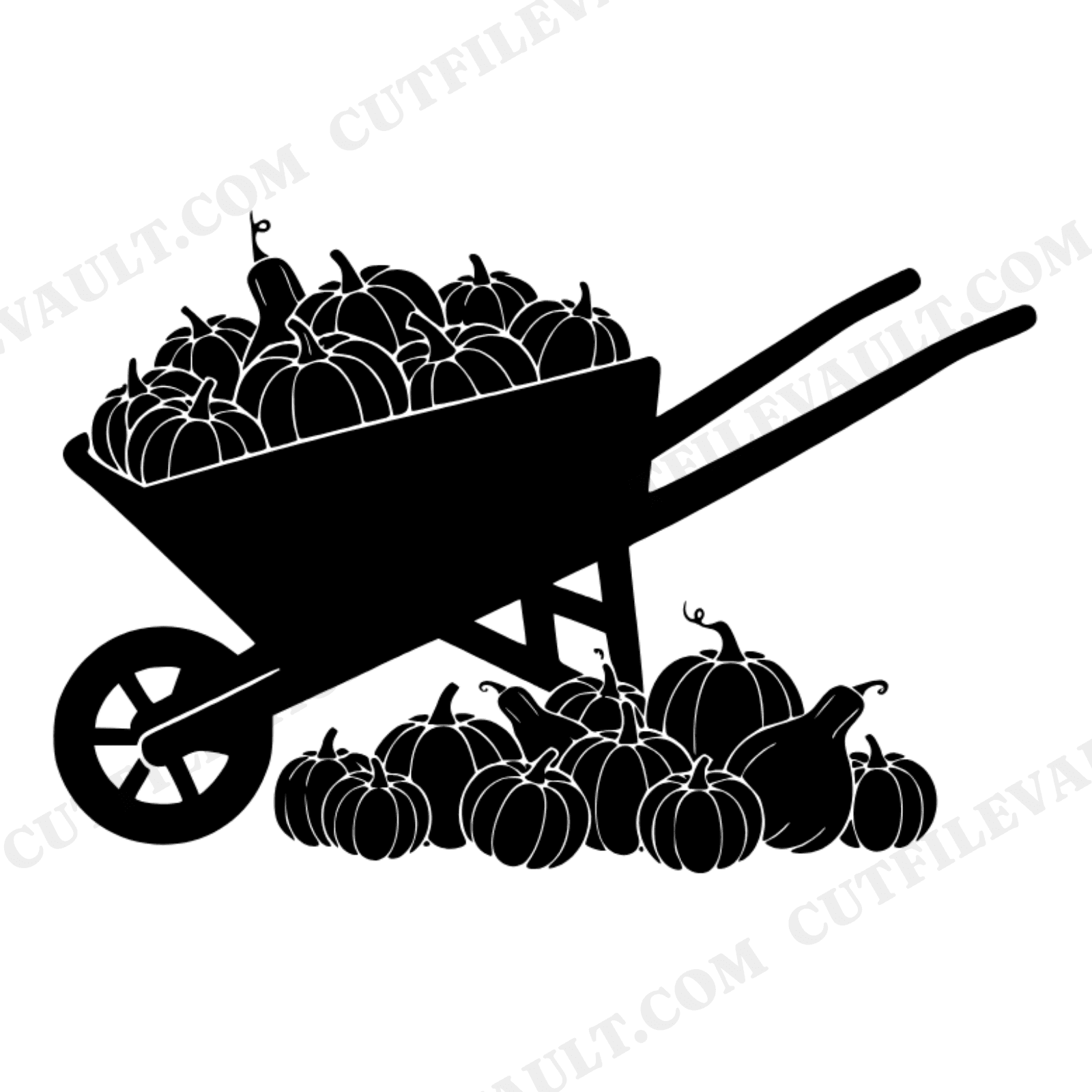Vintage Wheelbarrow Harvest Pumpkin SVG PNG, Fall Farmhouse Decor Cut File, Autumn Craft Design, view 1