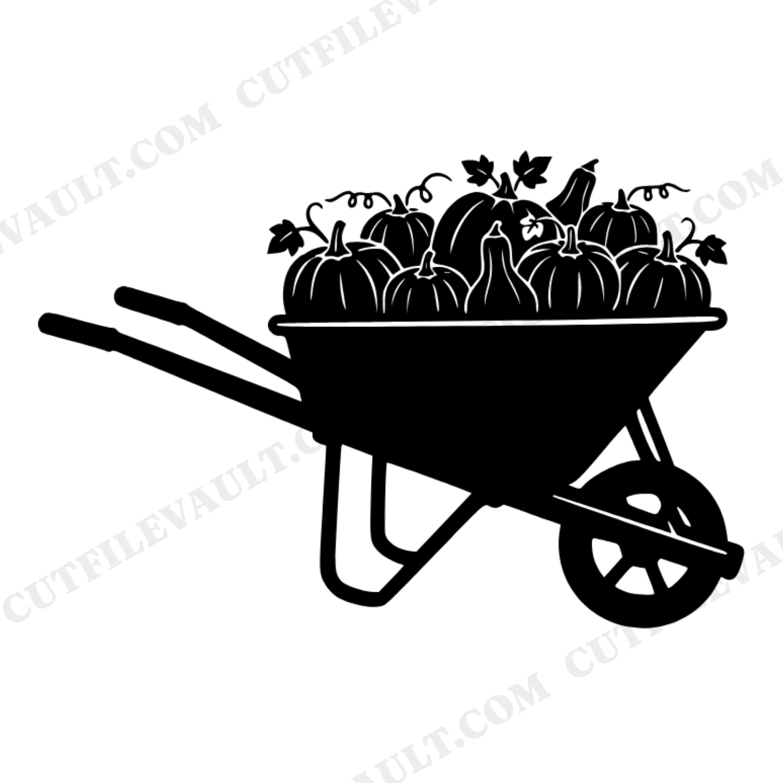 Vintage Wheelbarrow Pumpkin Harvest SVG PNG, Fall Farmhouse Decor Cut File, Autumn Pumpkin Spill Design, view 1