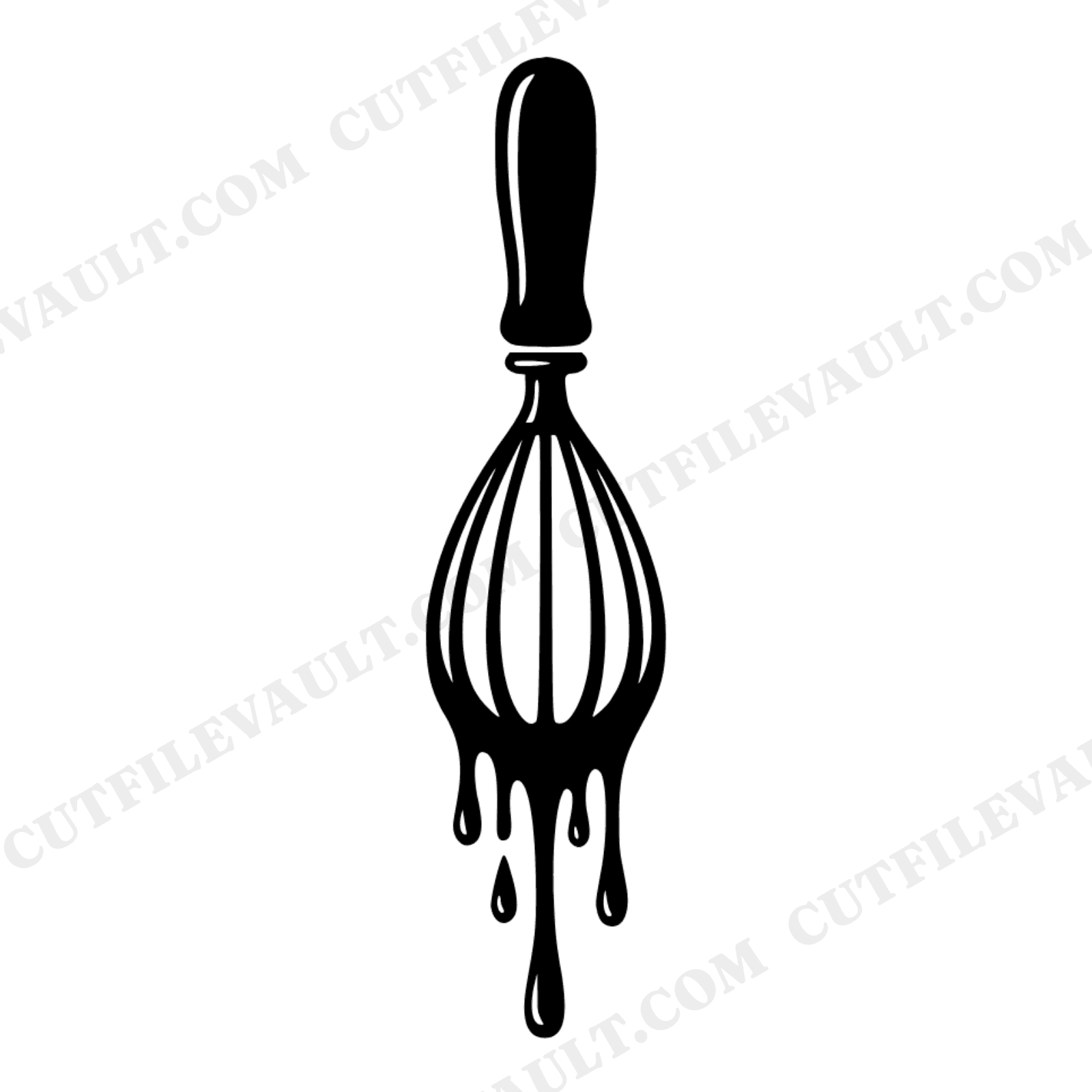 Vintage Whisk with Donut Batter SVG PNG, National Donut Day Cut File, Retro Kitchen Bakery Design, view 1