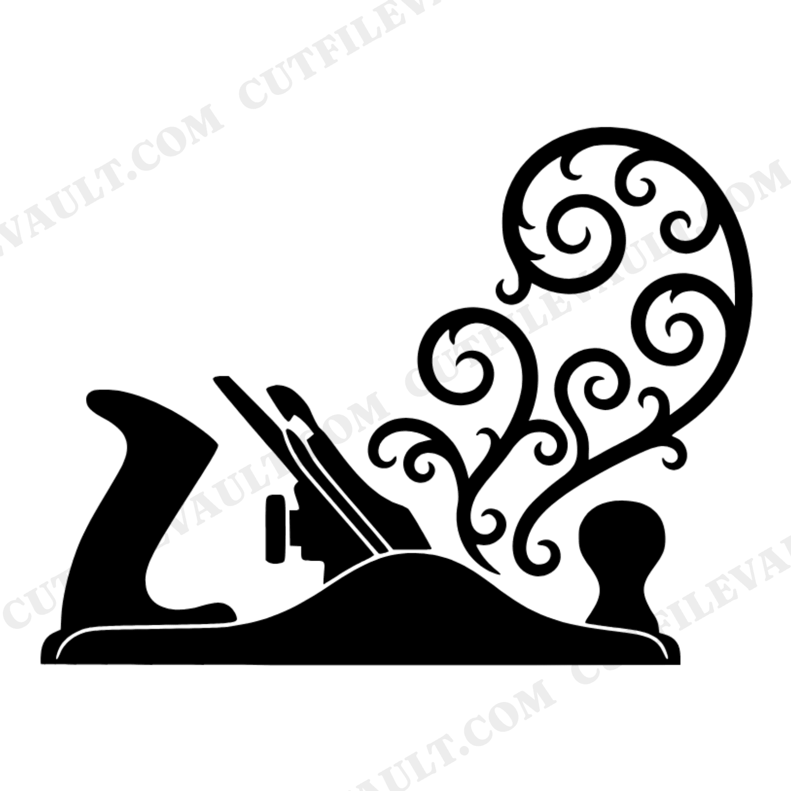 Vintage Wood Plane SVG PNG, Woodworking Tool Cut File, Father's Day Gift, Curling Shavings Silhouette, view 1