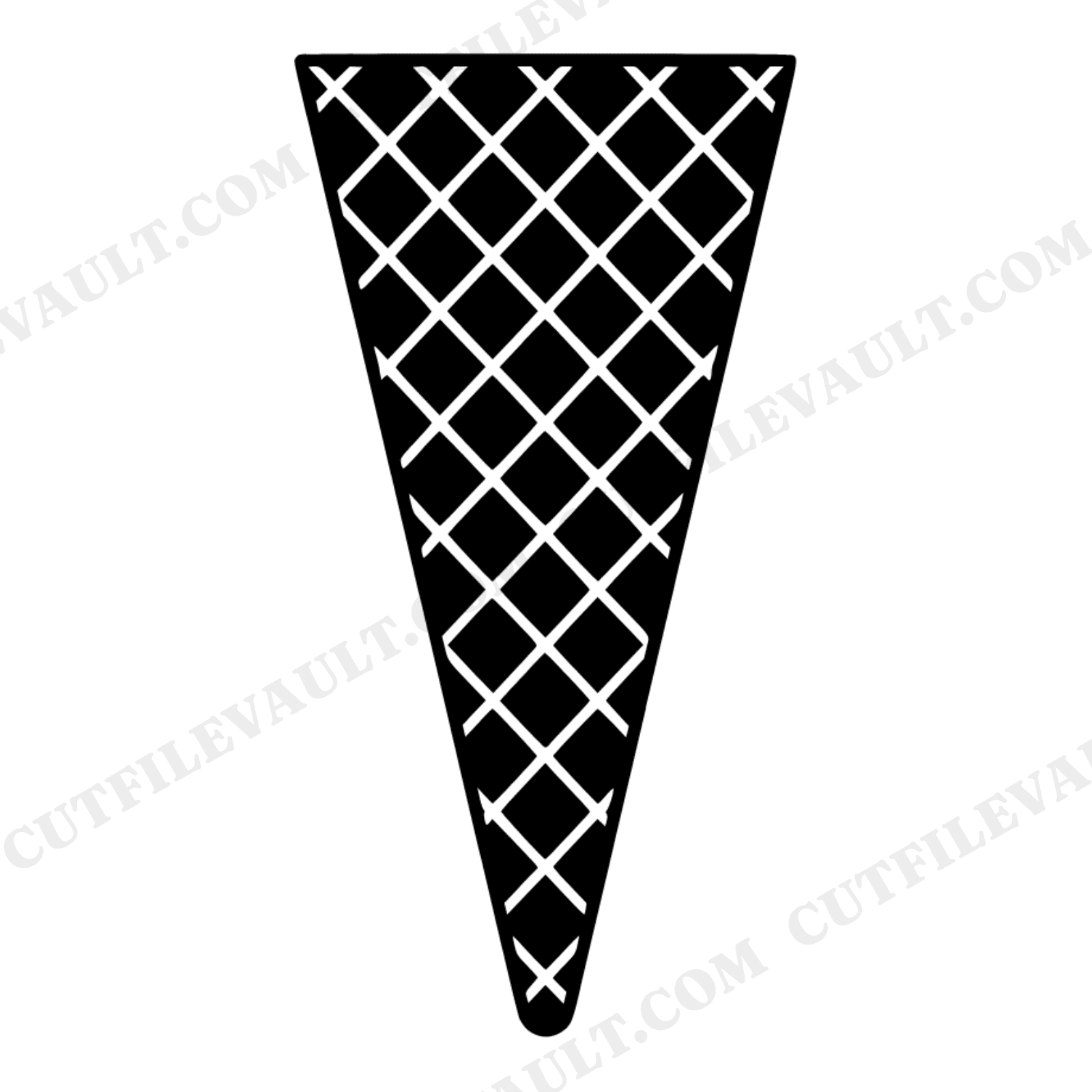 Waffle Cone SVG, Ice Cream Cone Silhouette PNG, Diamond Texture Geometric Cut File for Cricut, view 1
