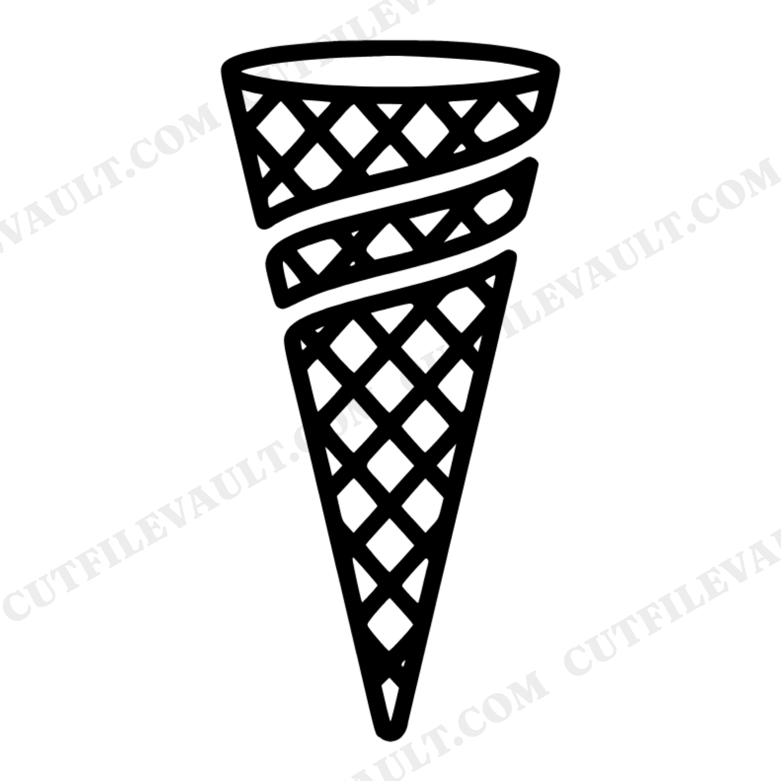Waffle Cone SVG PNG, Geometric Ice Cream Cone Cut File, Crosshatch Spiral Design, Vinyl Decal, view 1