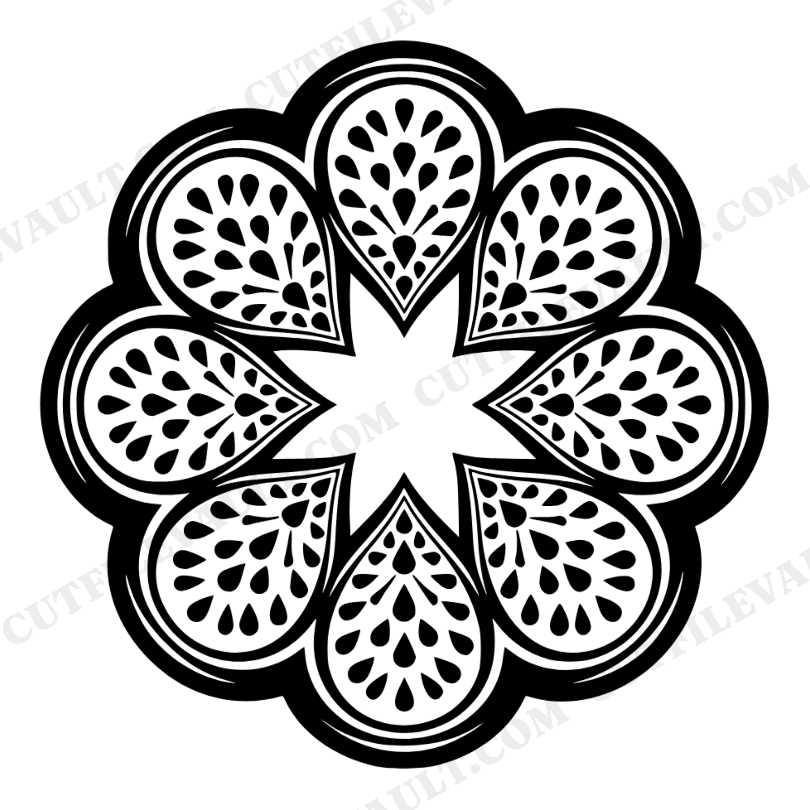 Watermelon Mandala SVG PNG Folk Art Doily Papercut Design for National Watermelon Day Crafts, view 1