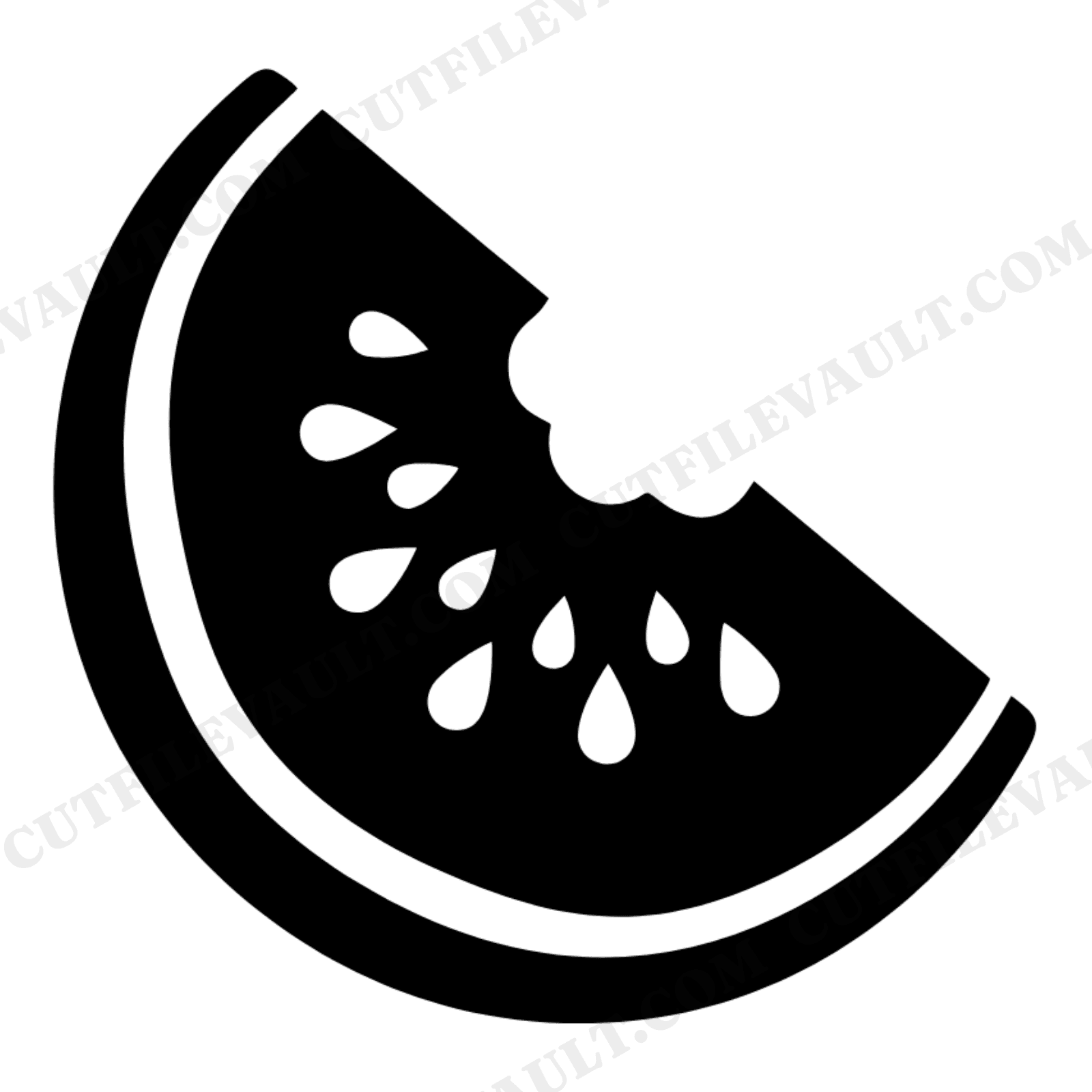 Watermelon Moon SVG PNG, Crescent Watermelon with Bite Mark, Summer Fruit SVG, Art Deco Cut File, view 1