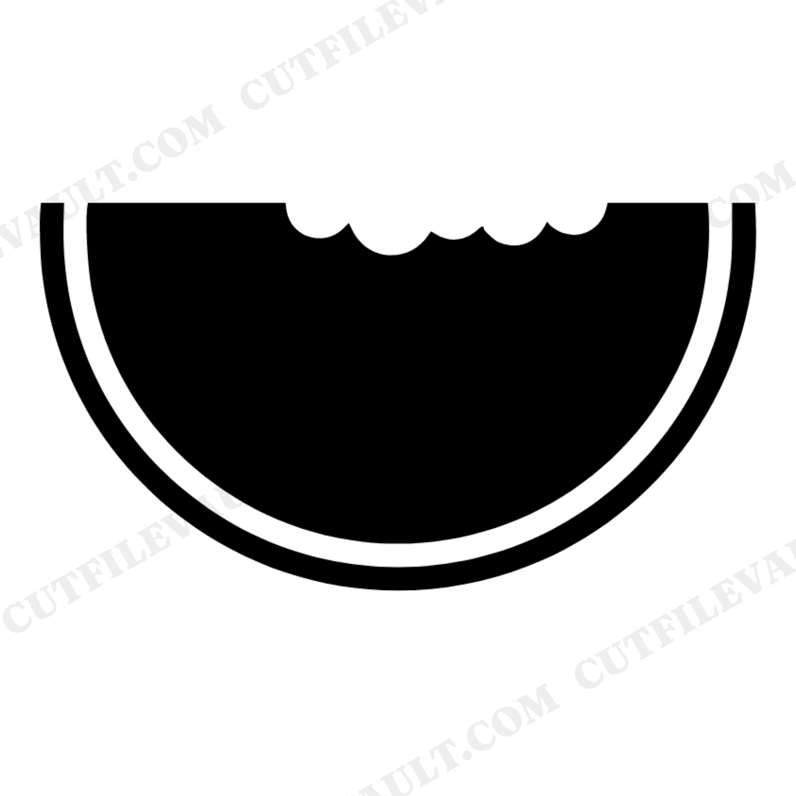 Watermelon Rind SVG PNG, Bitten Watermelon Crescent Cut File, Summer Fruit Line Art Digital Download, view 1