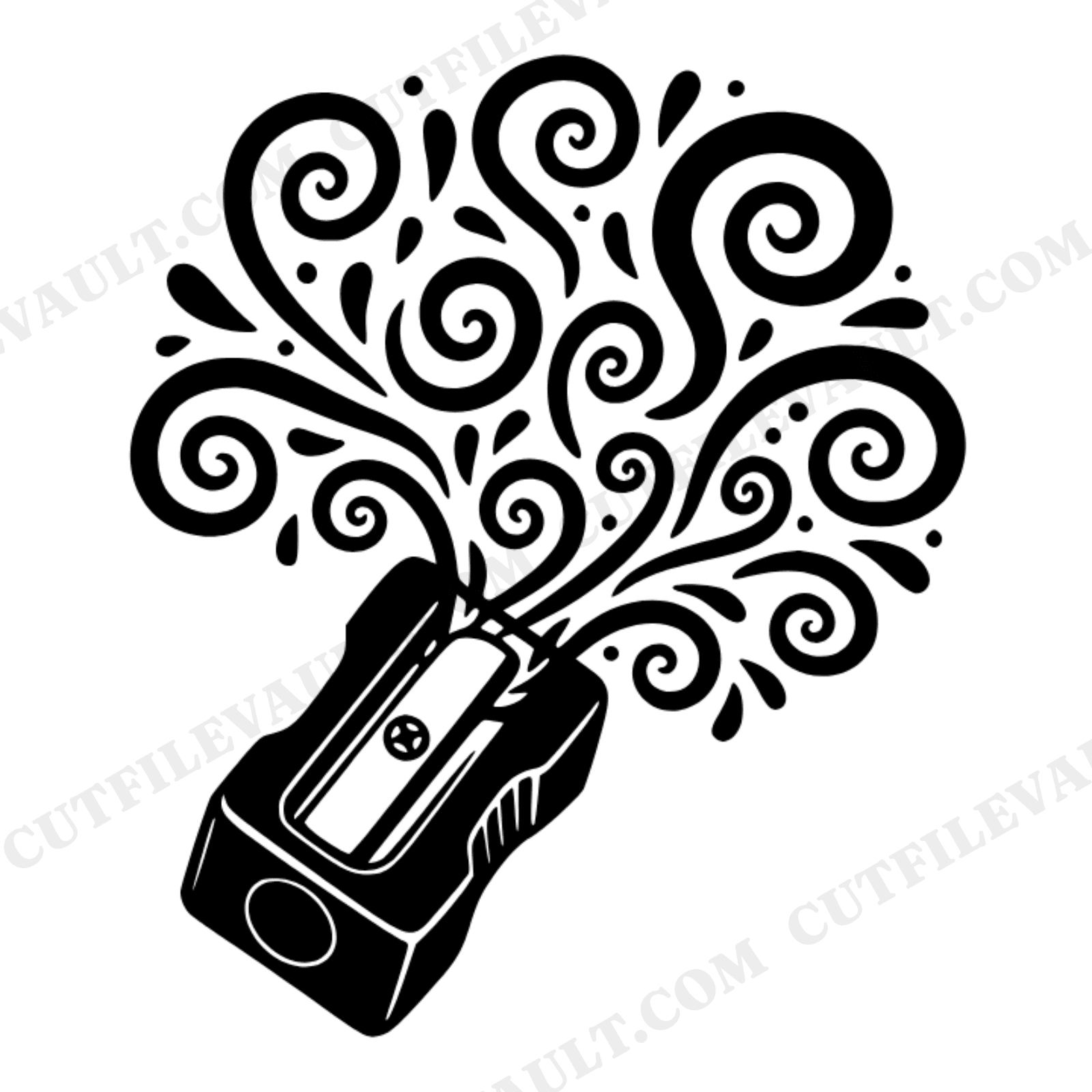 Whimsical Pencil Sharpener SVG PNG, Boho School Supplies Cut File, Hand Drawn Shavings Clipart, view 1