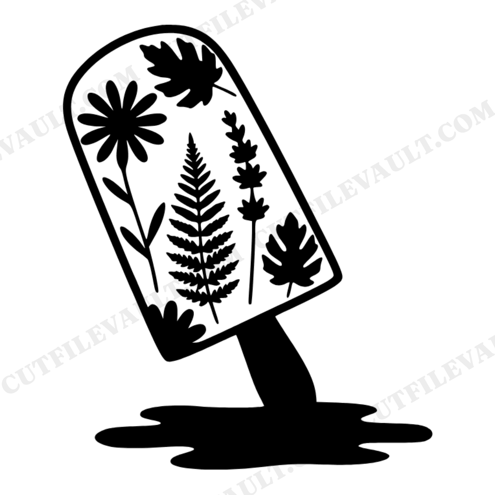 Wildflower Popsicle SVG PNG, Melting Summer Treat Cut File, Cottagecore Floral Ice Cream Clipart, view 1