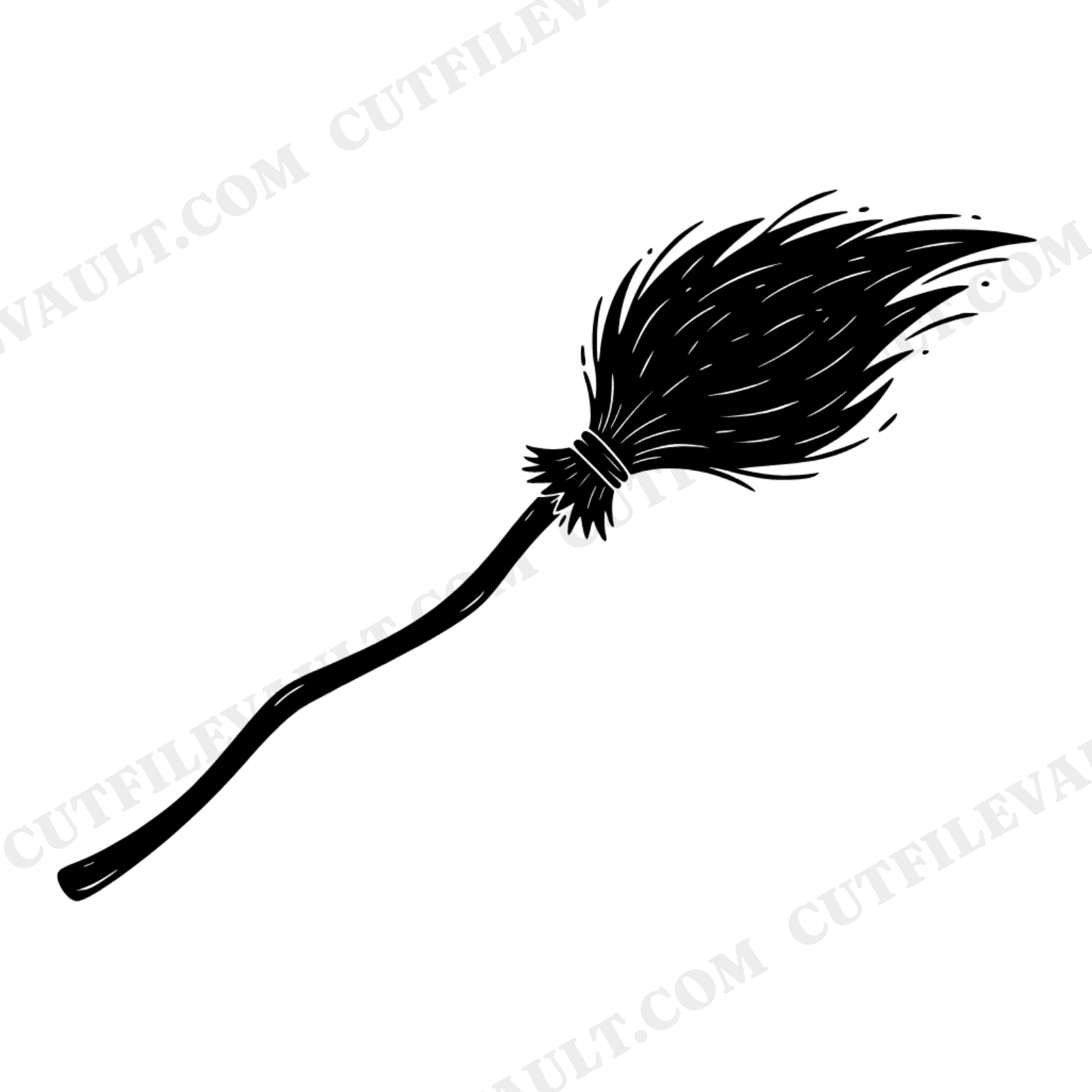 Witch Broom SVG PNG, Boho Halloween Broom Cut File, Swooping Witch Broomstick Clipart, Comet Tail, view 1