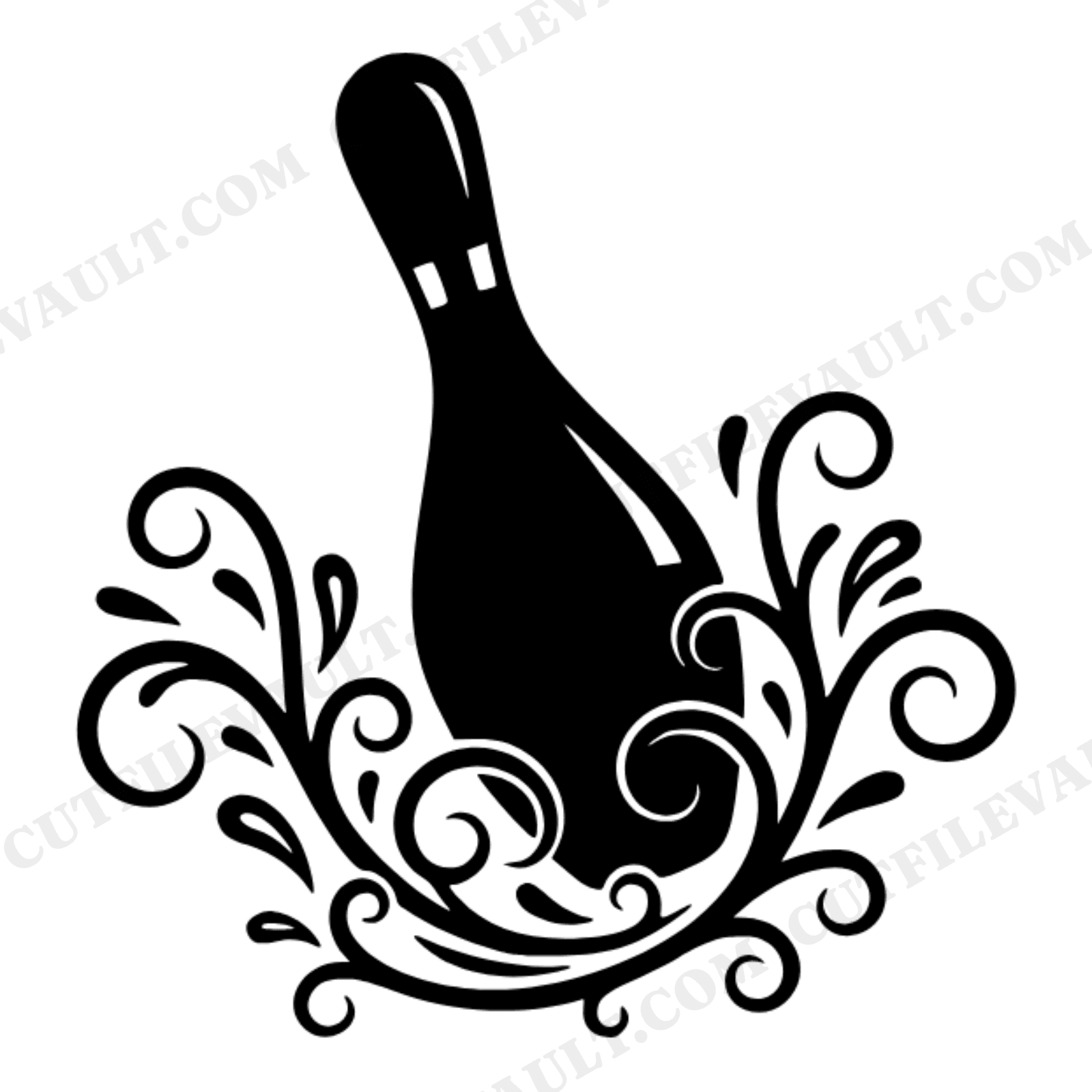 Wobbling Bowling Pin SVG PNG, Floral Speed Lines Cottagecore Bowling Design, National Bowling Day Craft, view 1